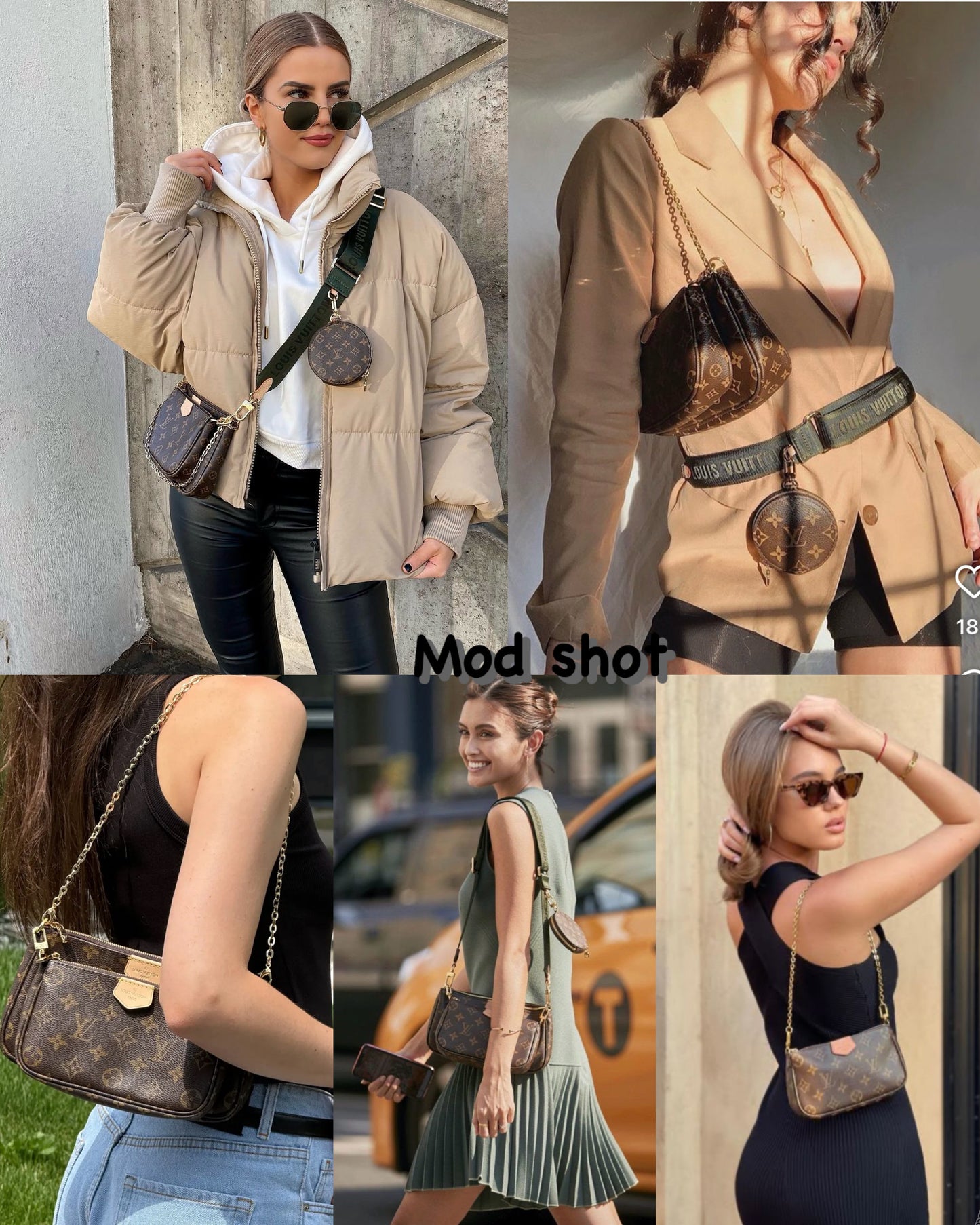 LIKE NEW MULTI POCHETTE ACCESSORIES KHAKI MONOGRAM