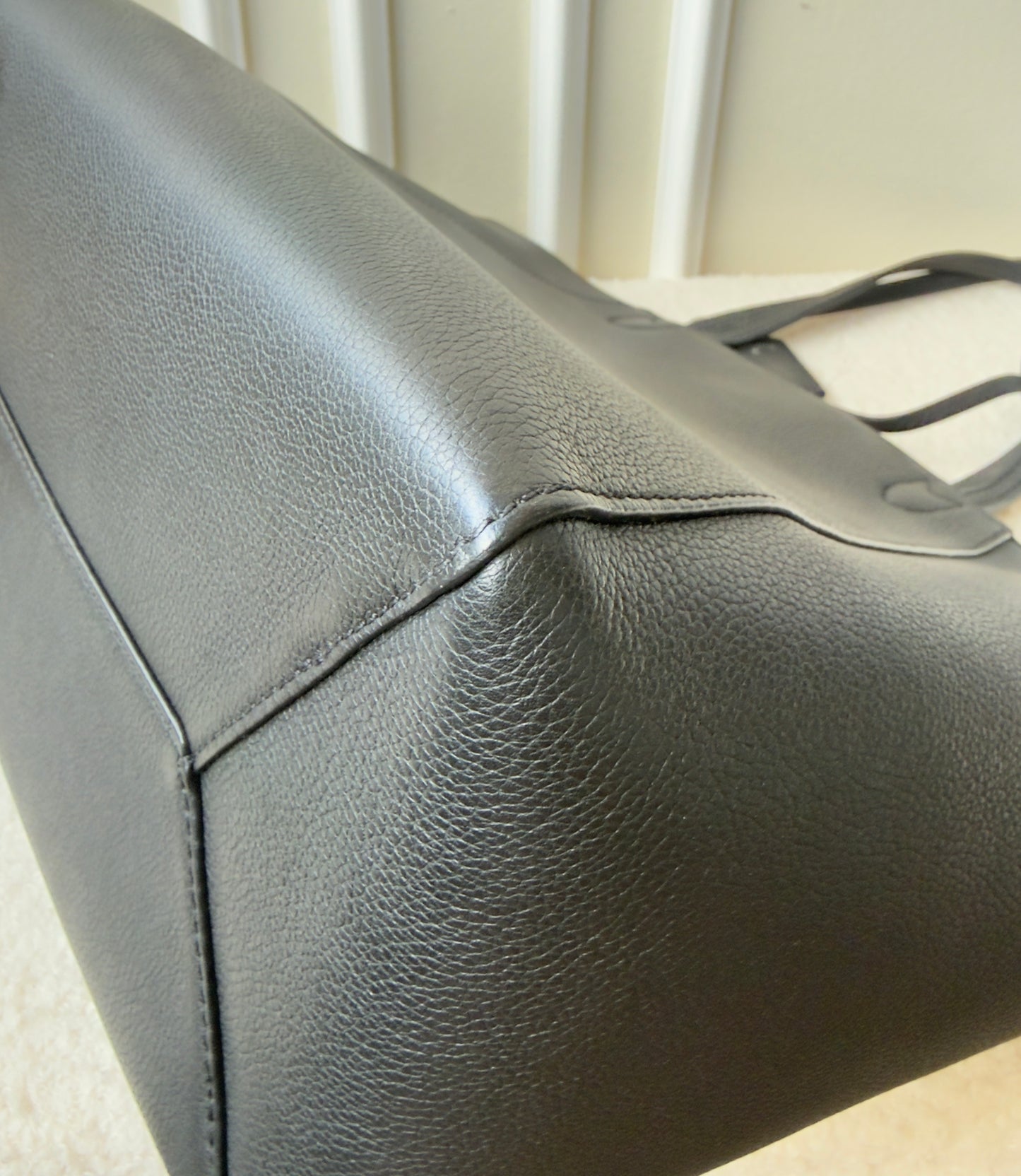 CALFSKIN LOCKME CABAS BLACK LEATHER TOTE BAG
