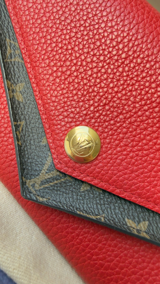 DOUBLE V RED/RUBIS CALFSKIN WALLET
