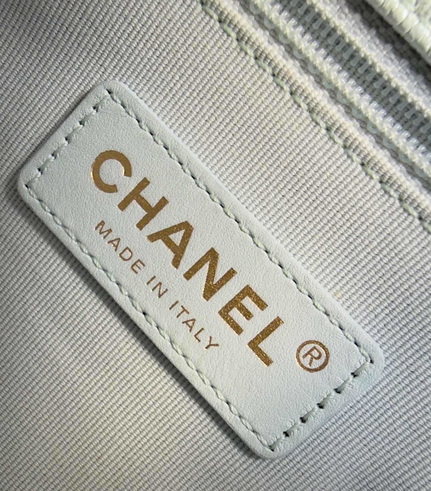 LIKE NEW 21K Iridescent Light Blue Caviar Quilted My Perfect Mini Flap Bag Aged Gold Hardware