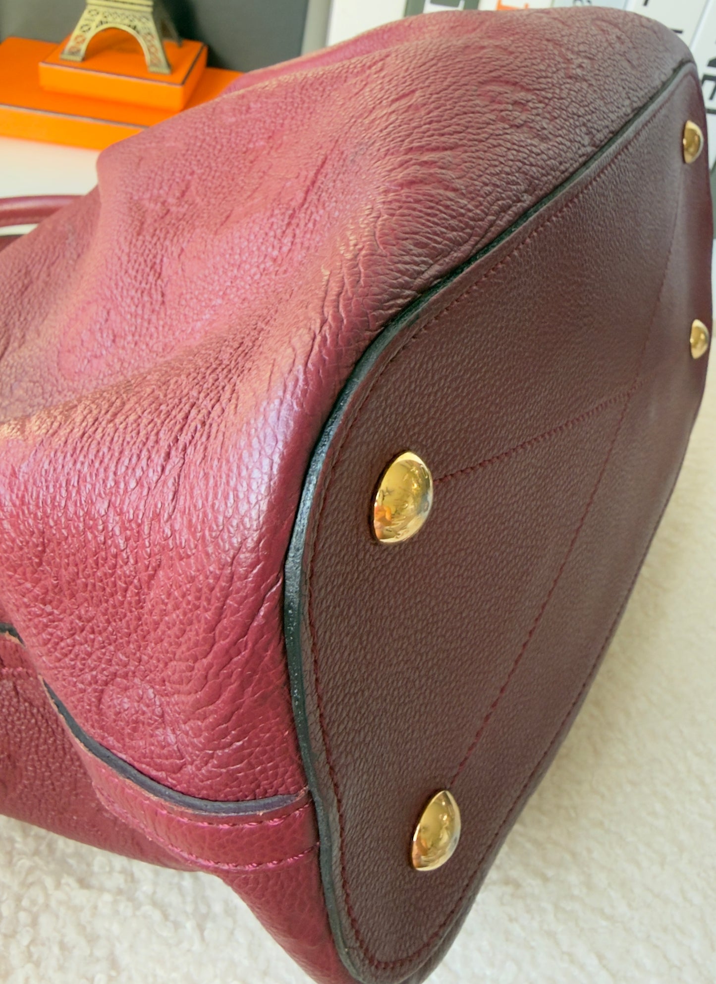 MAZARINE MM RED/BURGUNDY EMPREINTE HAND & SHOULDER BAG