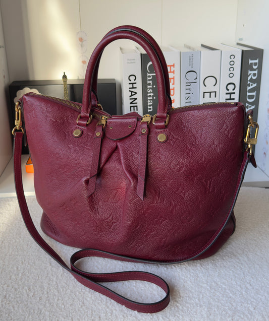 MAZARINE MM RED/BURGUNDY EMPREINTE HAND & SHOULDER BAG