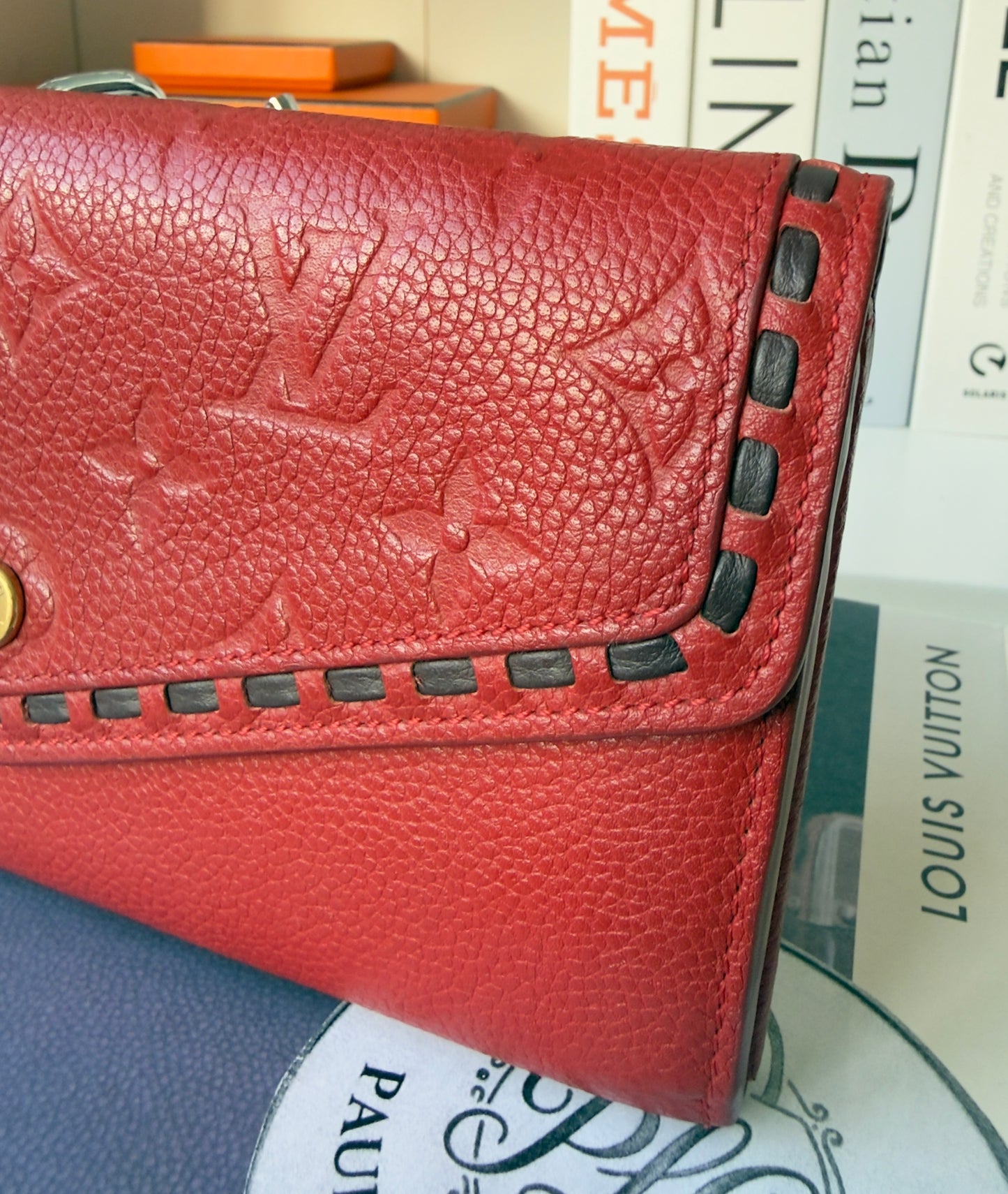 JUNOT BRAIDED RED EMPREINTE SARAH WALLET