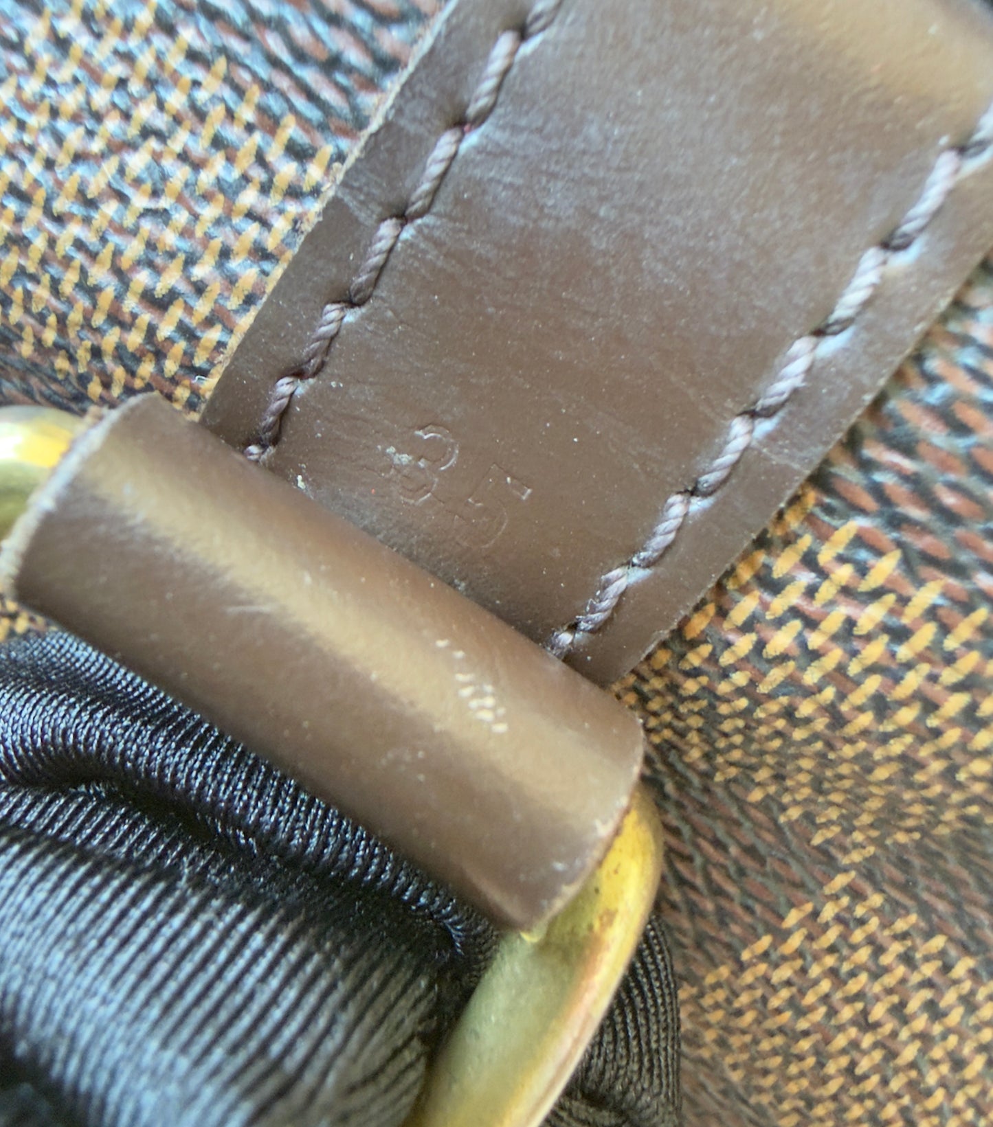 SPEEDY 35 BANDOULIER DAMIER EBENE BAG