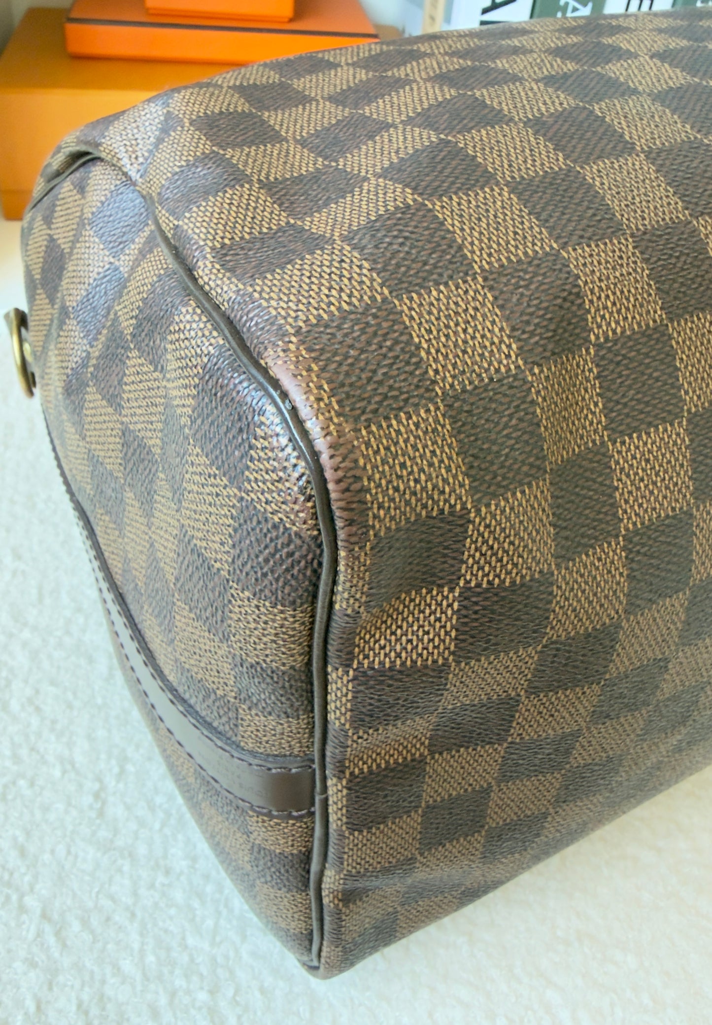 SPEEDY 35 BANDOULIER DAMIER EBENE BAG