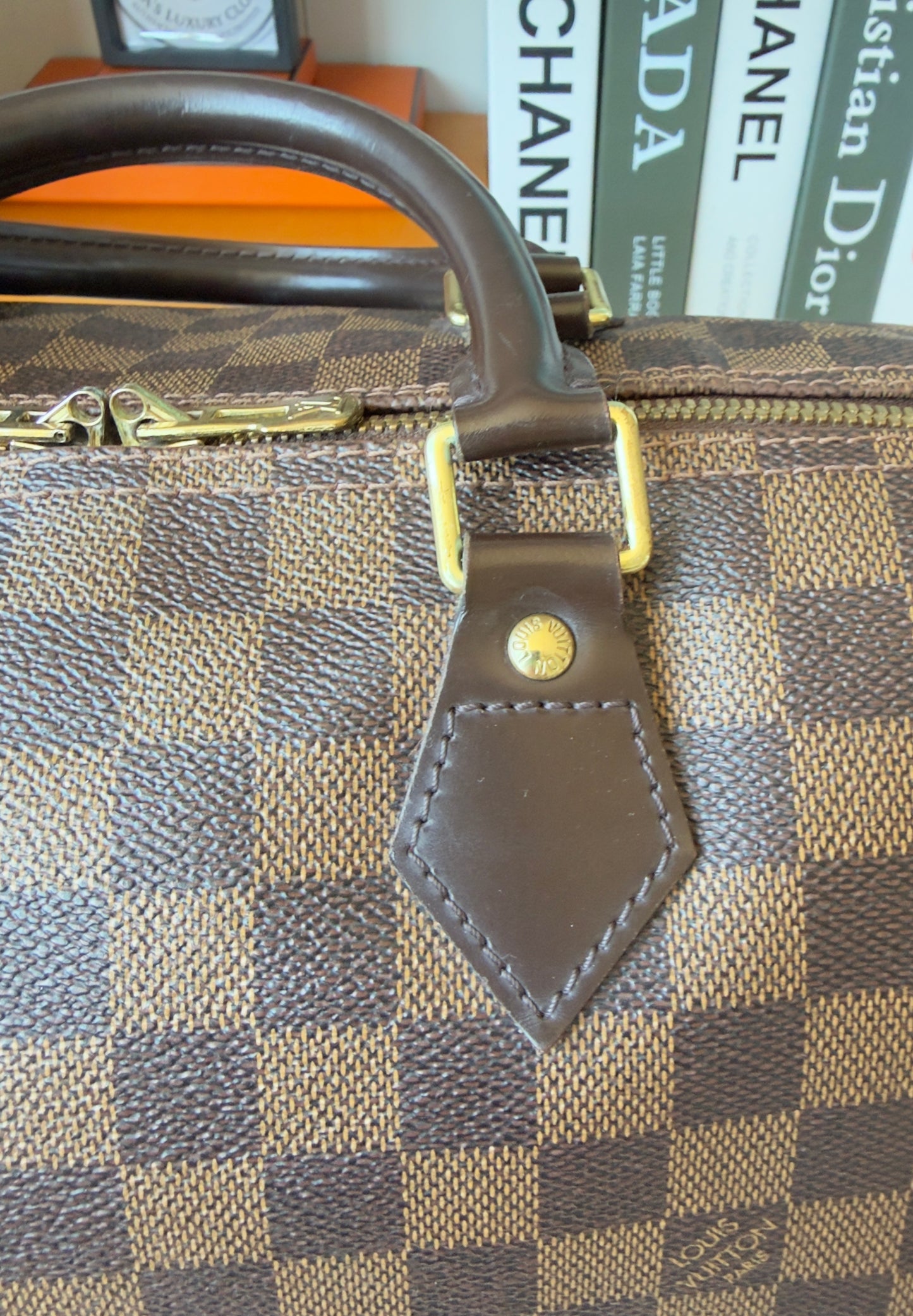 SPEEDY 35 BANDOULIER DAMIER EBENE BAG