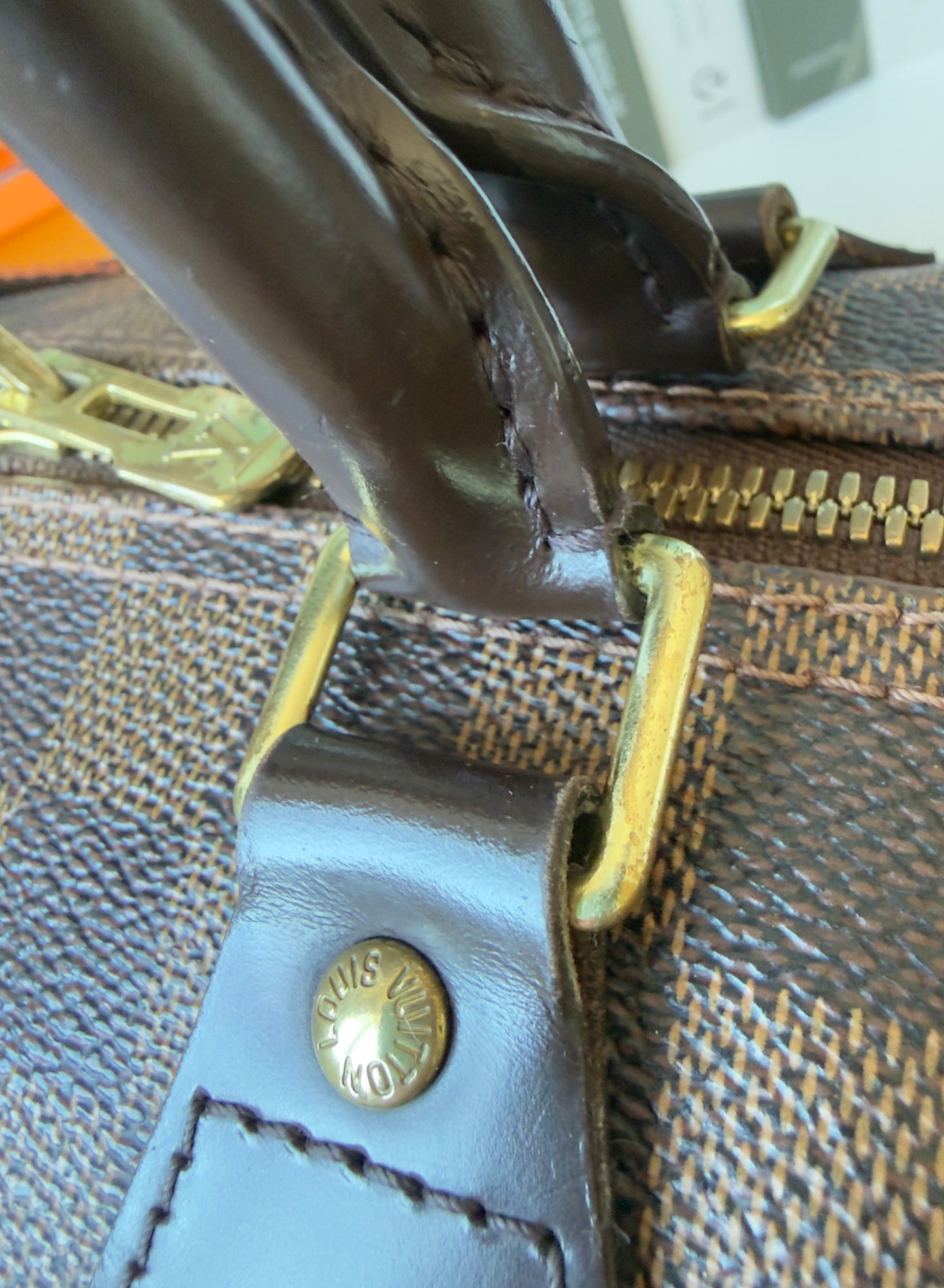 SPEEDY 35 BANDOULIER DAMIER EBENE BAG