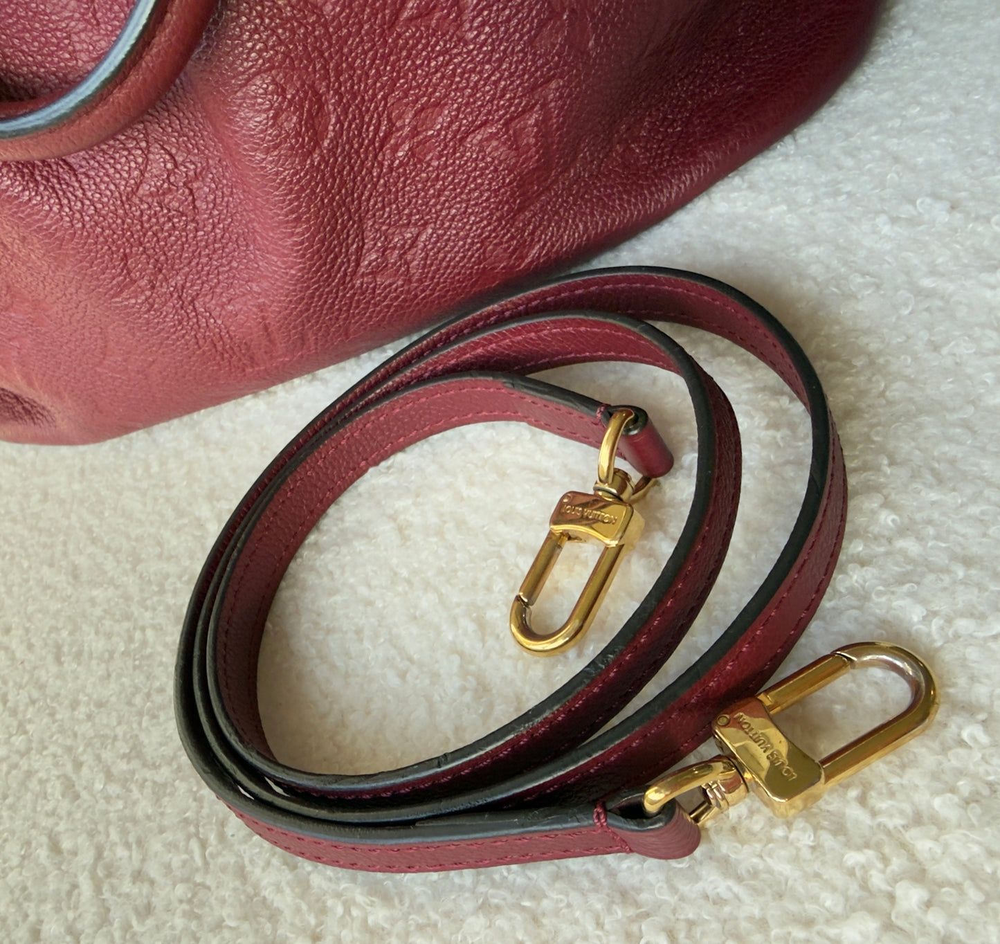 MAZARINE MM RED/BURGUNDY EMPREINTE HAND & SHOULDER BAG
