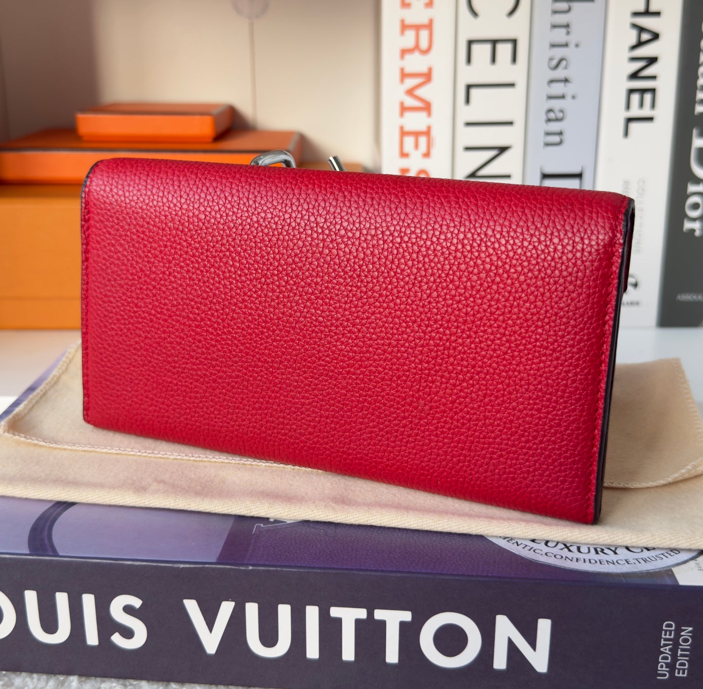 DOUBLE V RED/RUBIS CALFSKIN WALLET