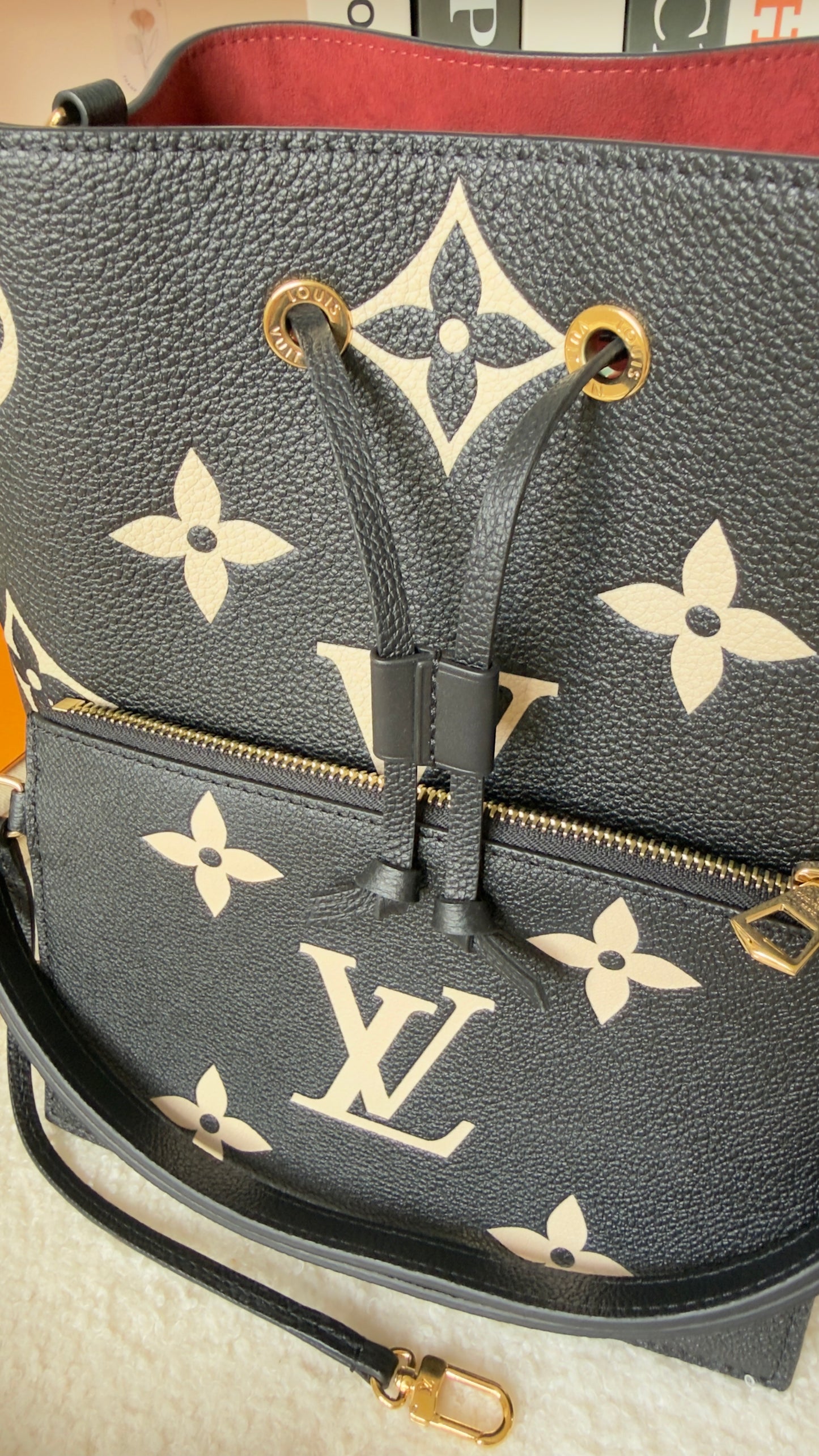 NEONOE MM BLACK/BEIGE EMPREINTE BAG