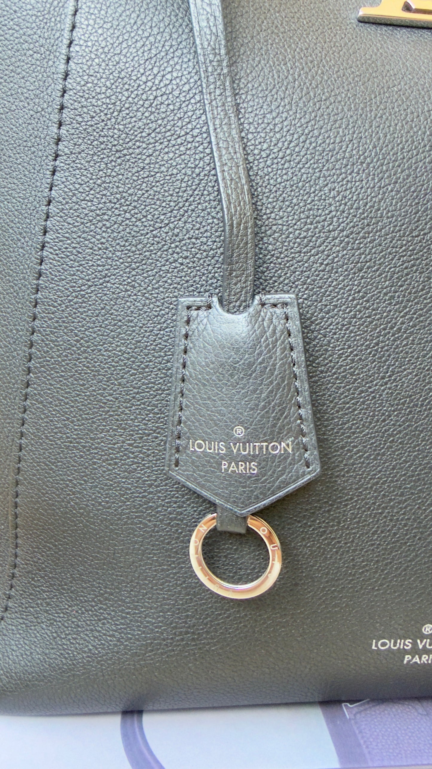 CALFSKIN LOCKME CABAS BLACK LEATHER TOTE BAG