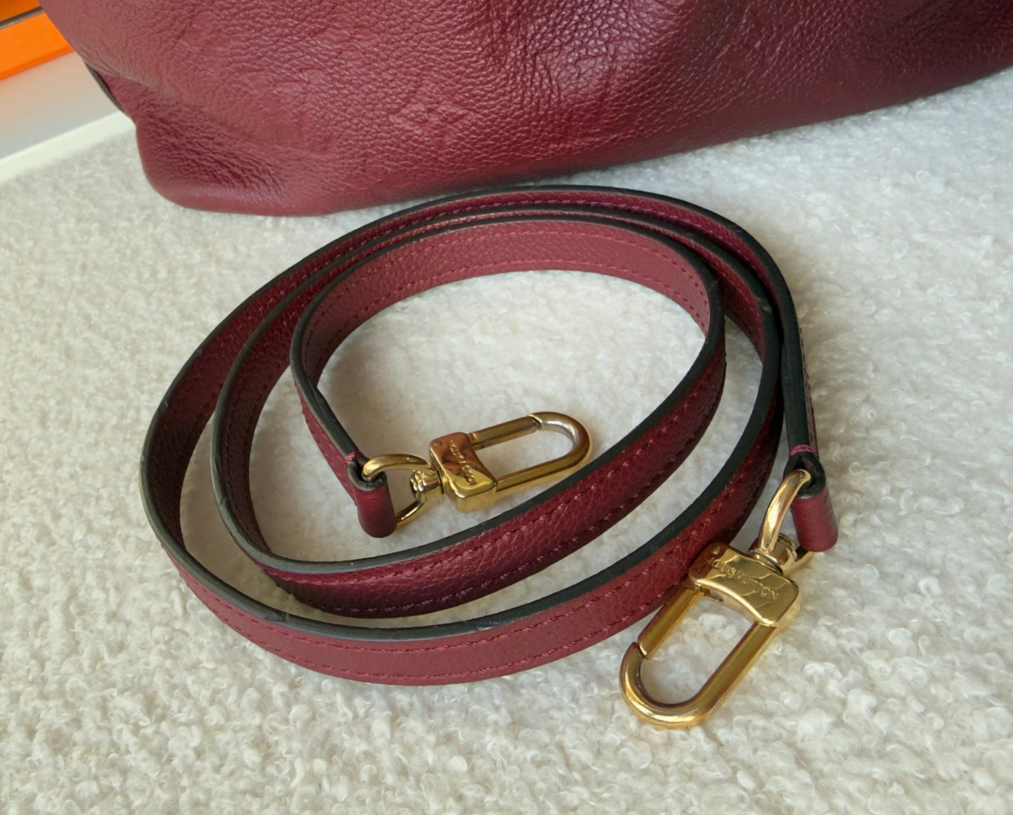MAZARINE MM RED/BURGUNDY EMPREINTE HAND & SHOULDER BAG