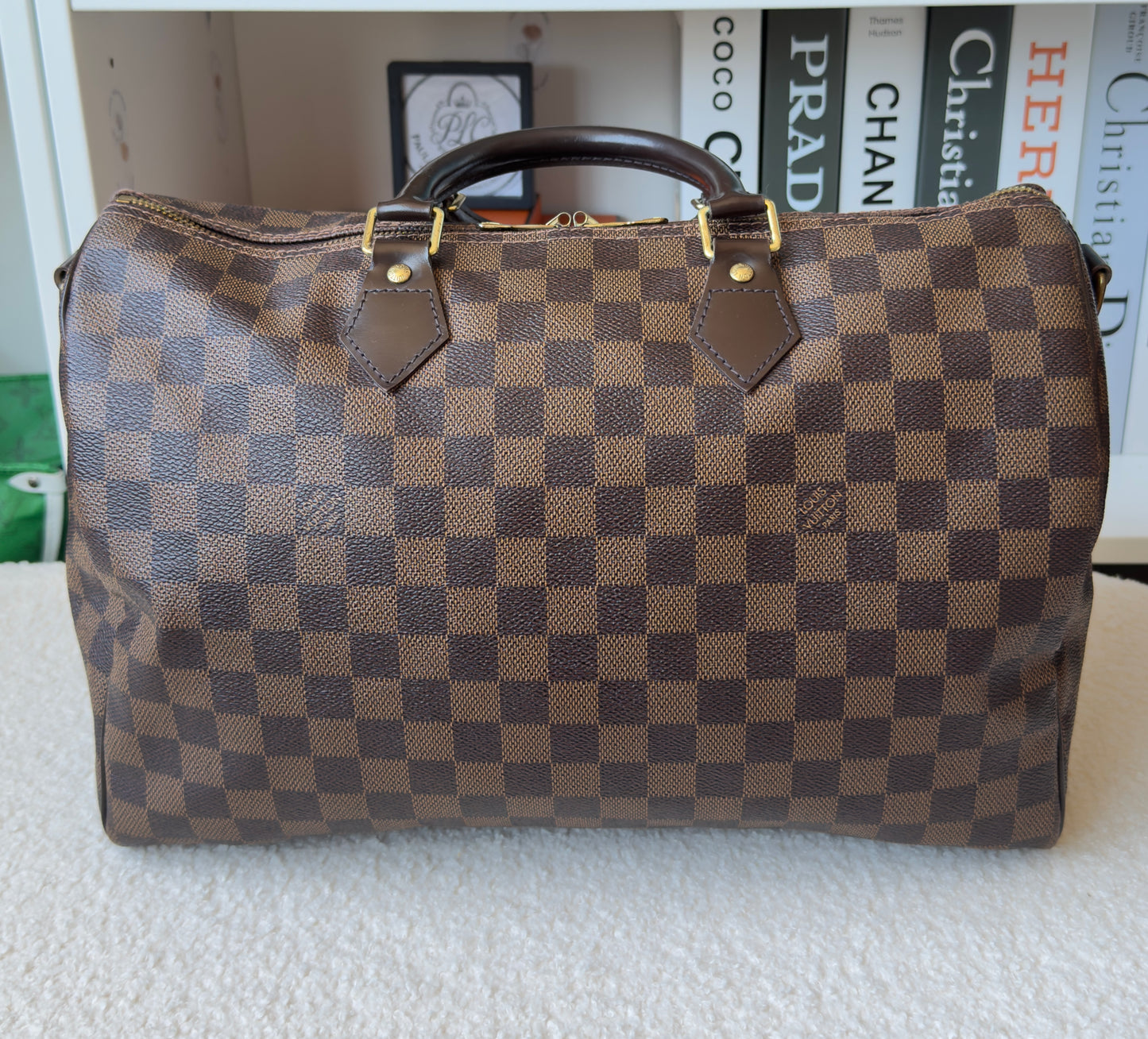 SPEEDY 35 BANDOULIER DAMIER EBENE BAG