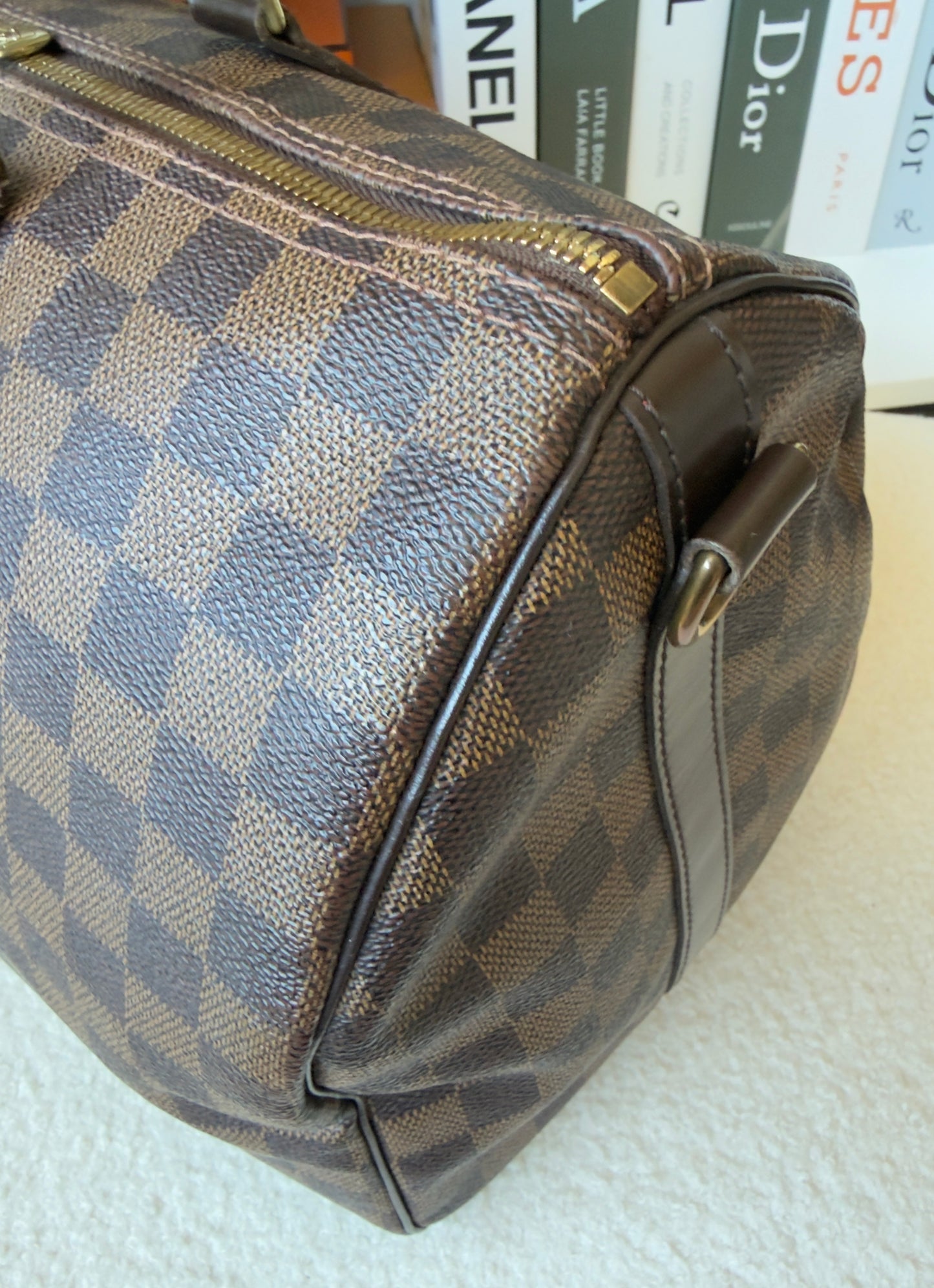SPEEDY 35 BANDOULIER DAMIER EBENE BAG