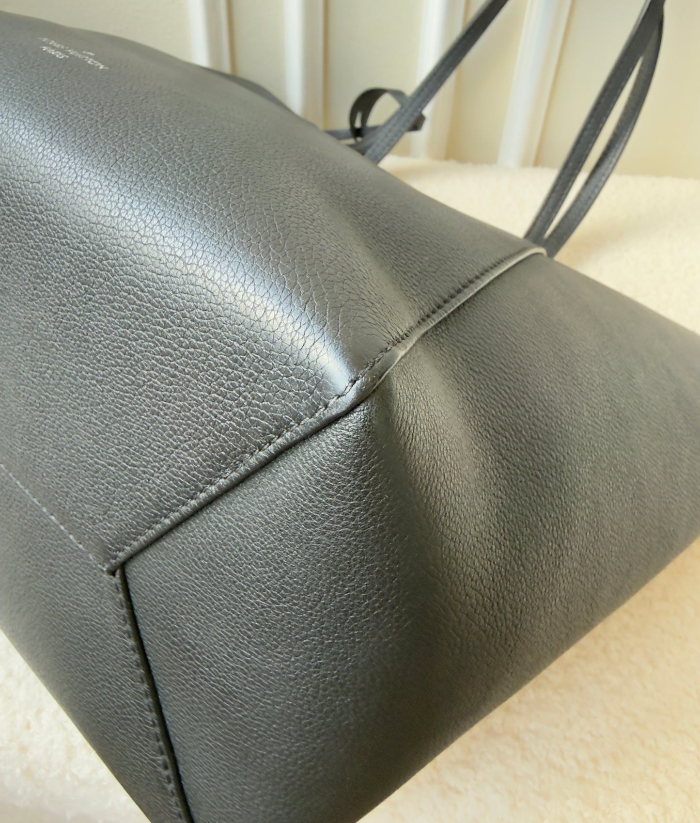 CALFSKIN LOCKME CABAS BLACK LEATHER TOTE BAG