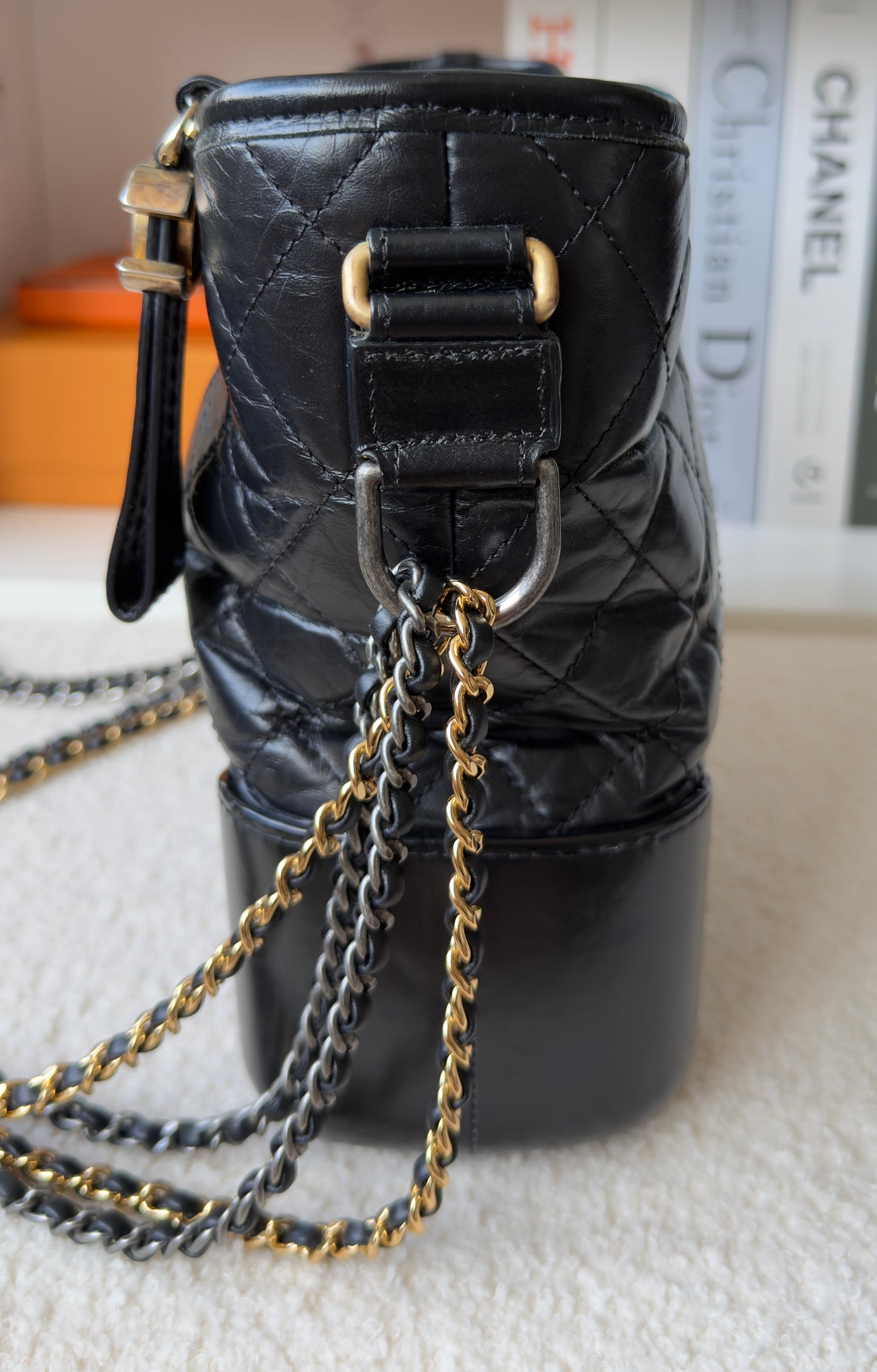 Chanel Black Calfskin Leather Medium Gabrielle Hobo Bag