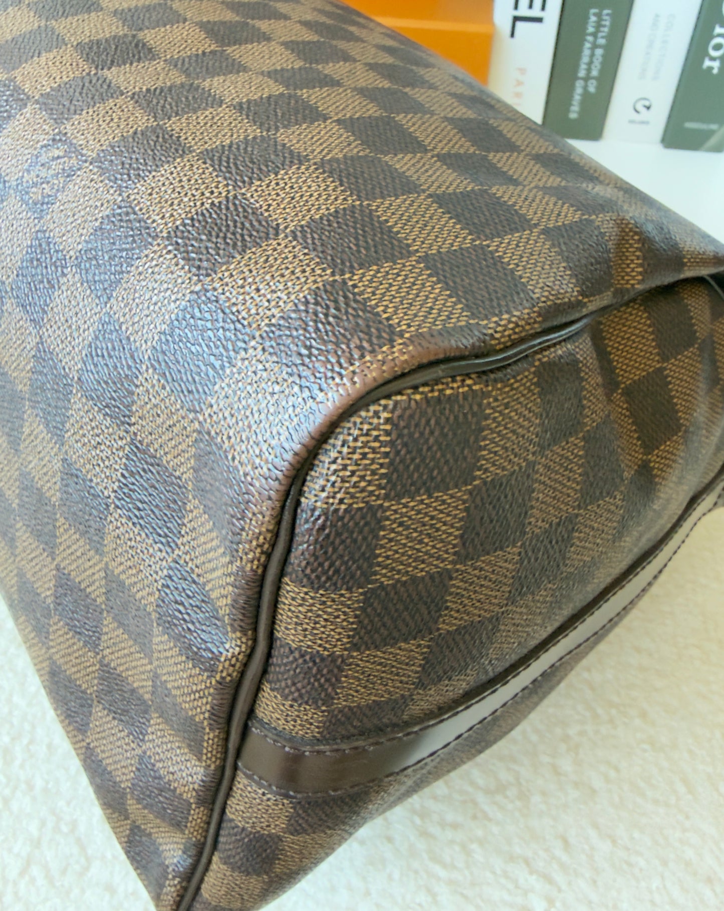 SPEEDY 35 BANDOULIER DAMIER EBENE BAG