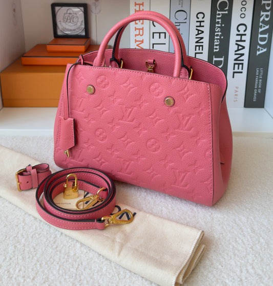 MONTAIGNE BB PINK CHERRY BLOSSOM MNG EMBOSSED CALFSKIN LEATHER