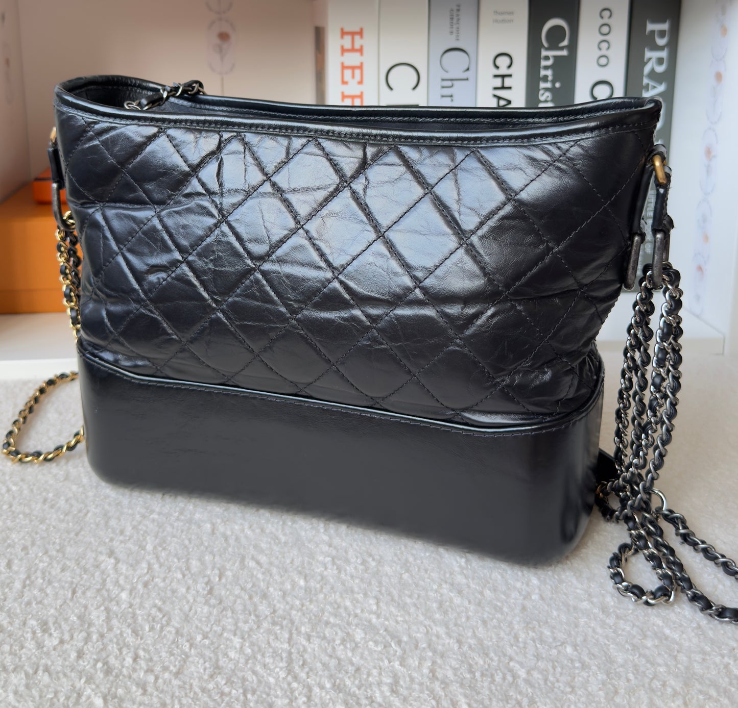 Chanel Black Calfskin Leather Medium Gabrielle Hobo Bag