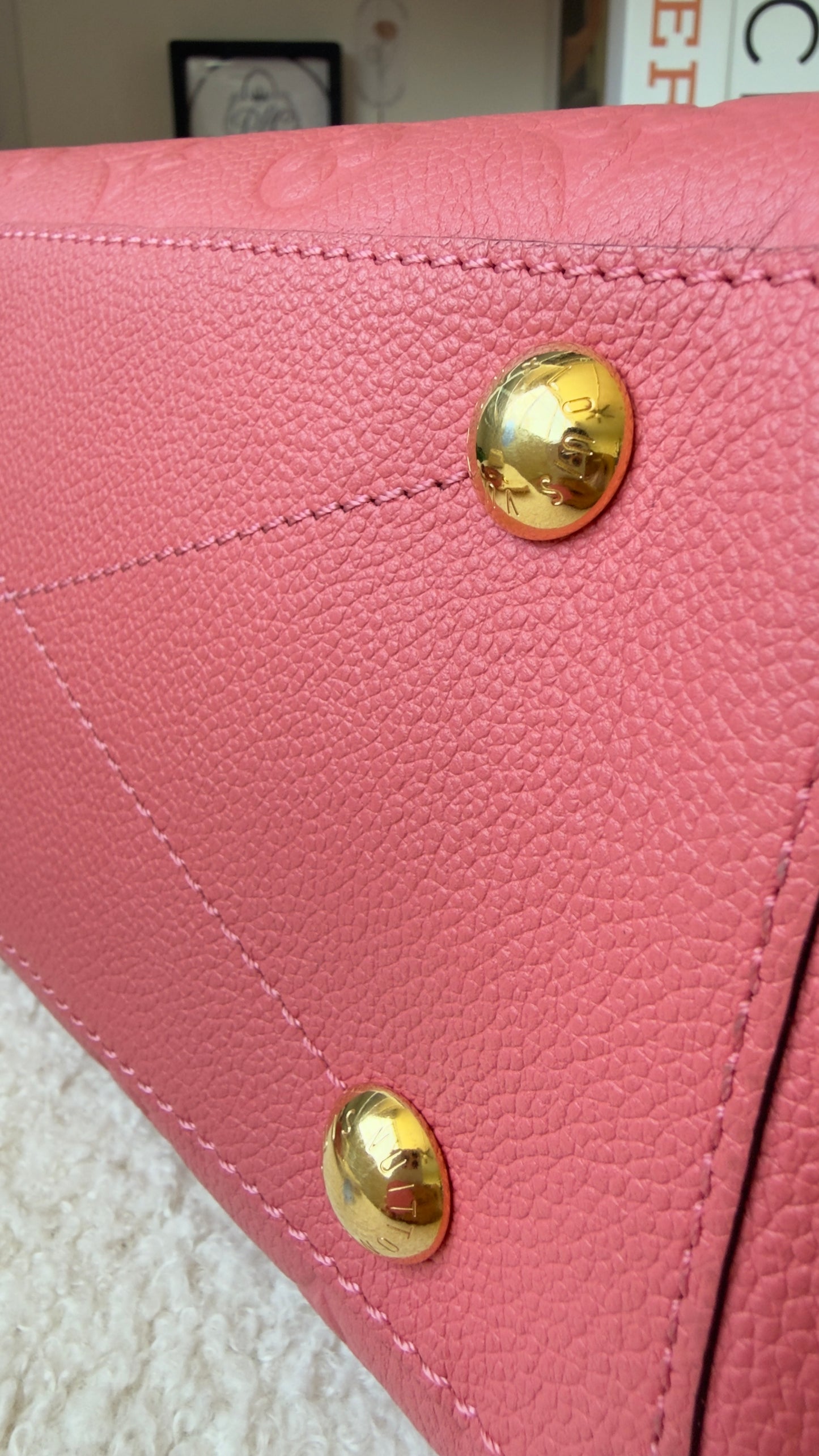 MONTAIGNE BB PINK CHERRY BLOSSOM MNG EMBOSSED CALFSKIN LEATHER