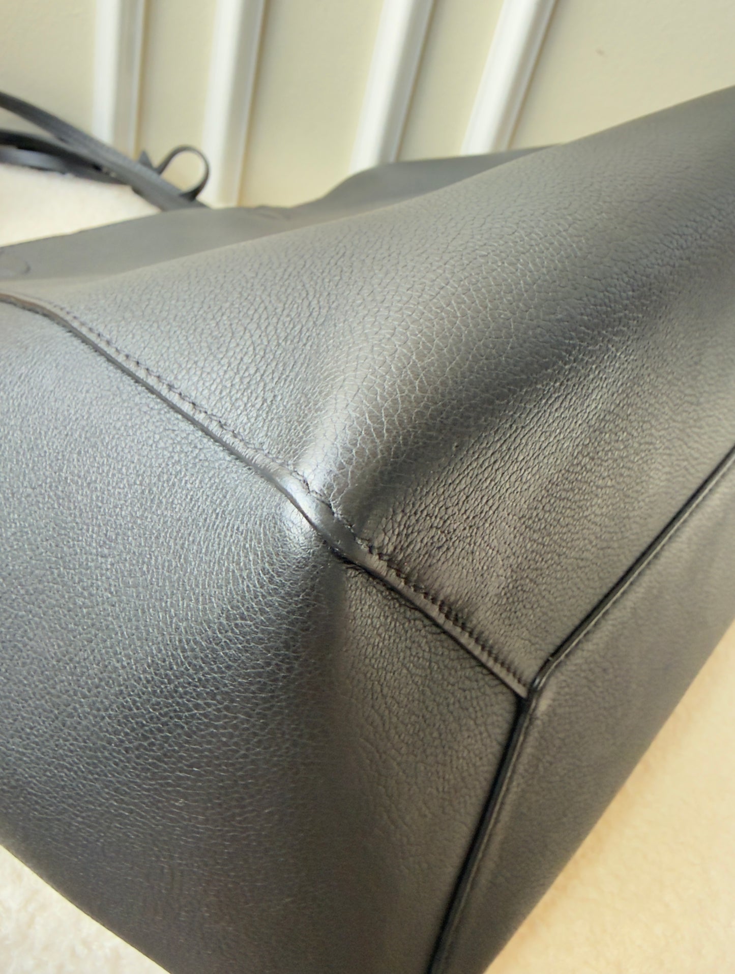 CALFSKIN LOCKME CABAS BLACK LEATHER TOTE BAG