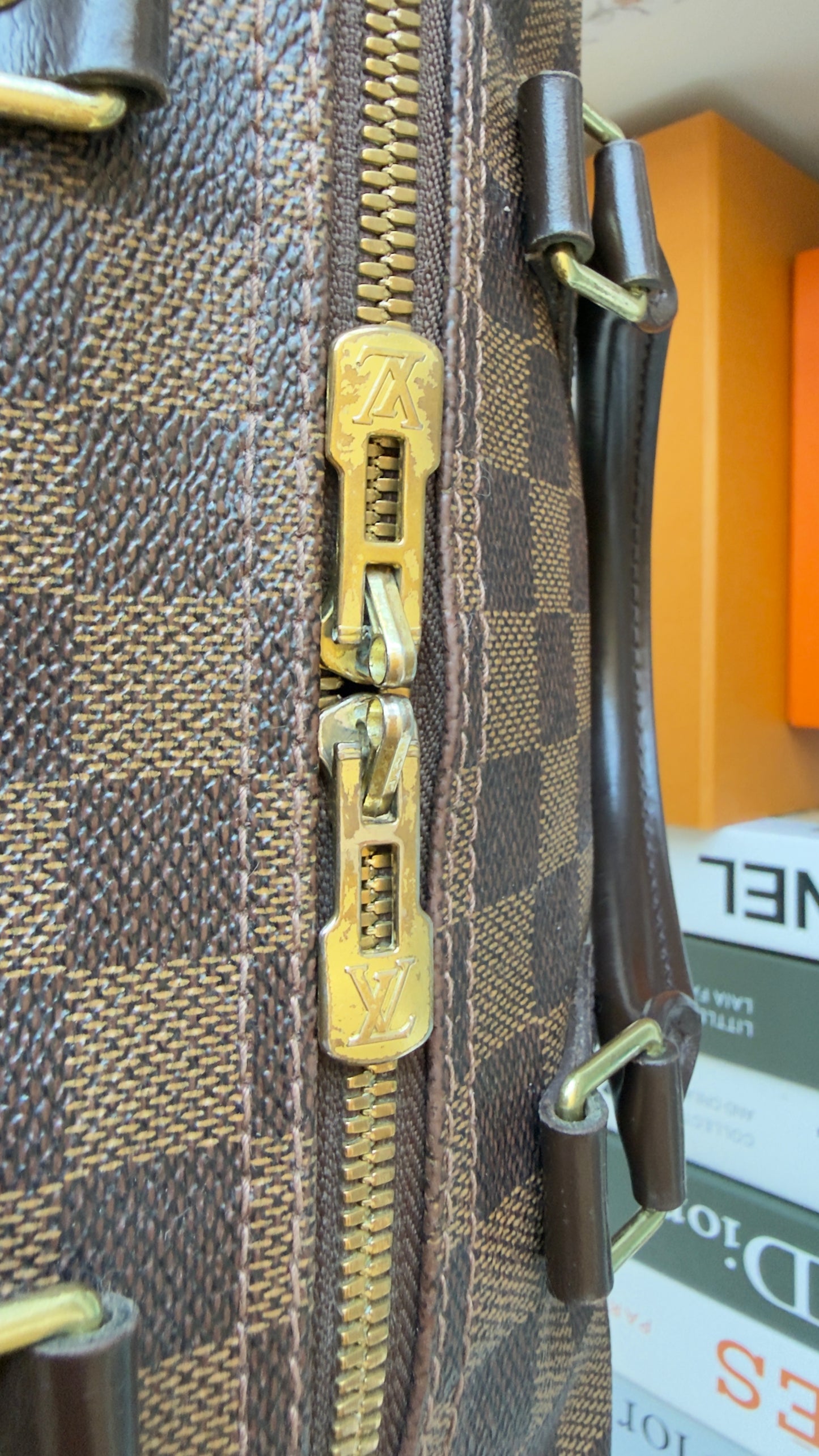 SPEEDY 35 BANDOULIER DAMIER EBENE BAG