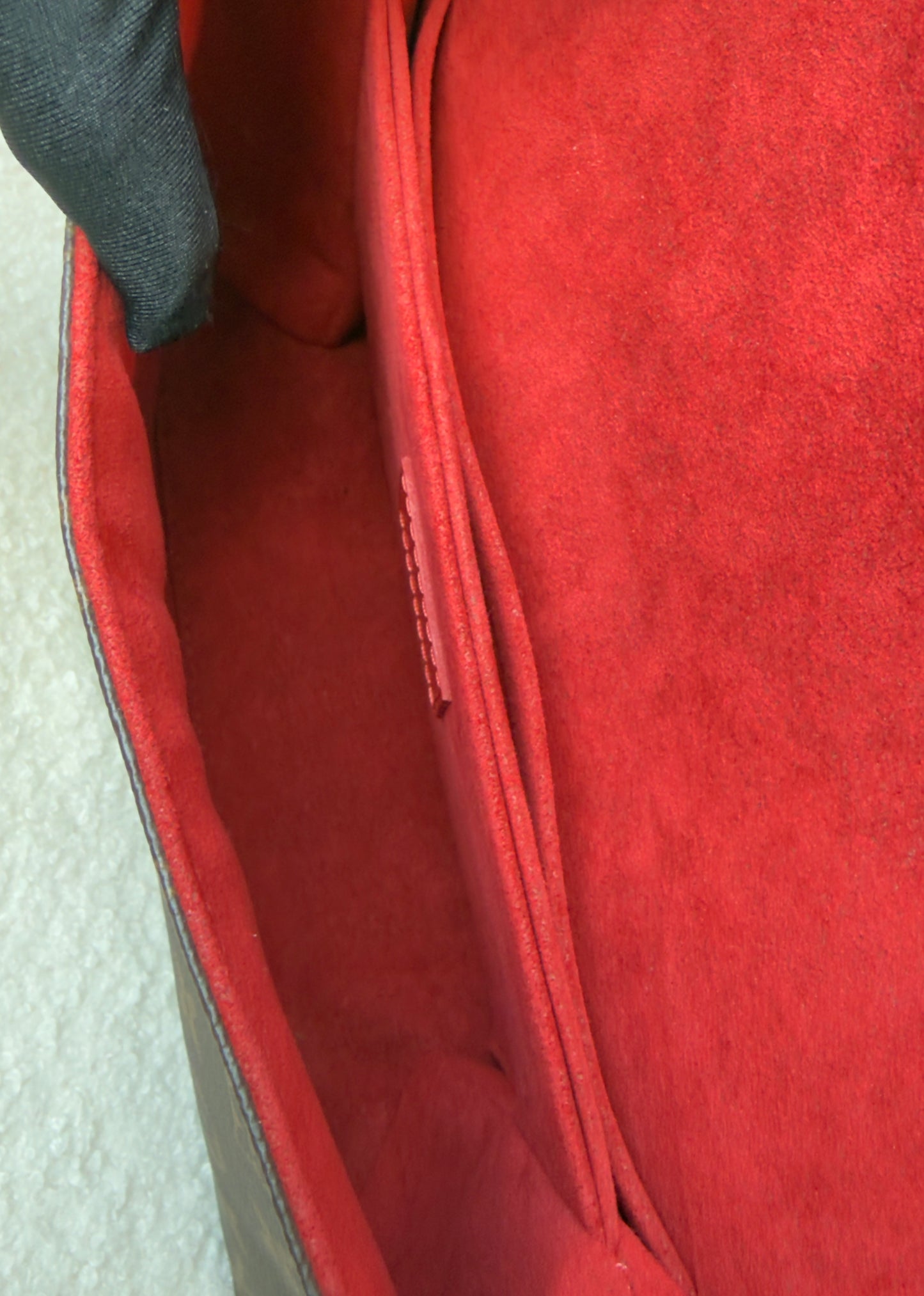 ST’MICHEL COQUELICOT RED EPI LEATHER MNG CANVAS BAG