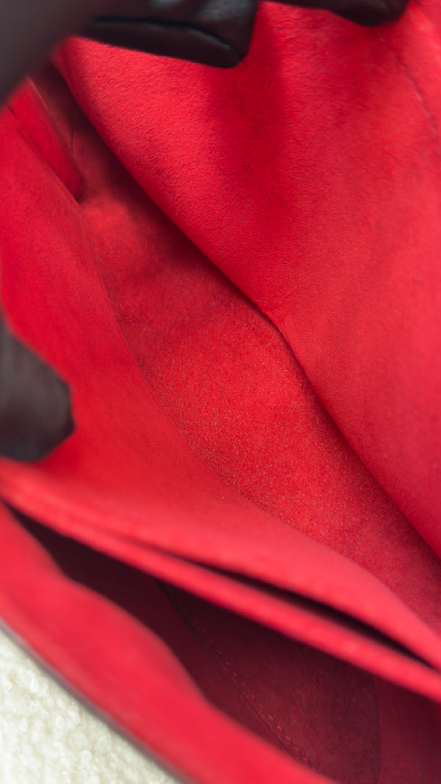 ST’MICHEL COQUELICOT RED EPI LEATHER MNG CANVAS BAG
