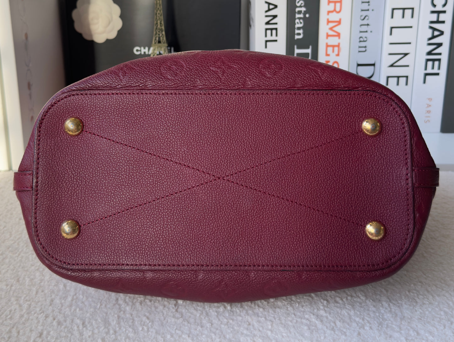 MAZARINE MM RED/BURGUNDY EMPREINTE HAND & SHOULDER BAG