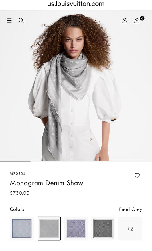 BRAND NEW MONOGRAM SHAWL SHINE/PEARL GREY
