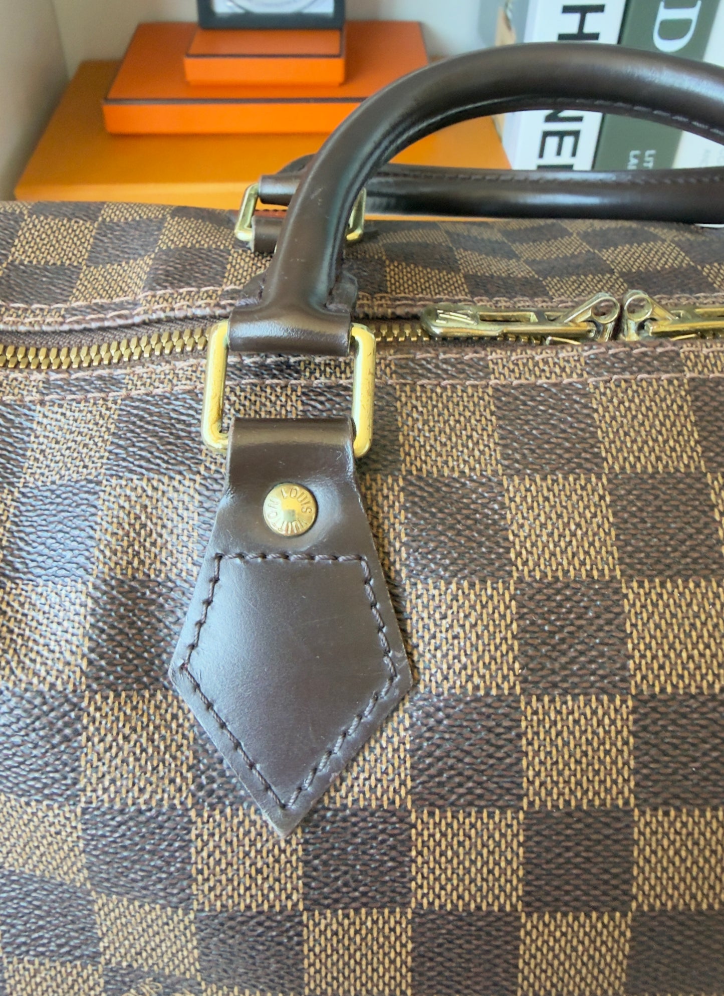SPEEDY 35 BANDOULIER DAMIER EBENE BAG