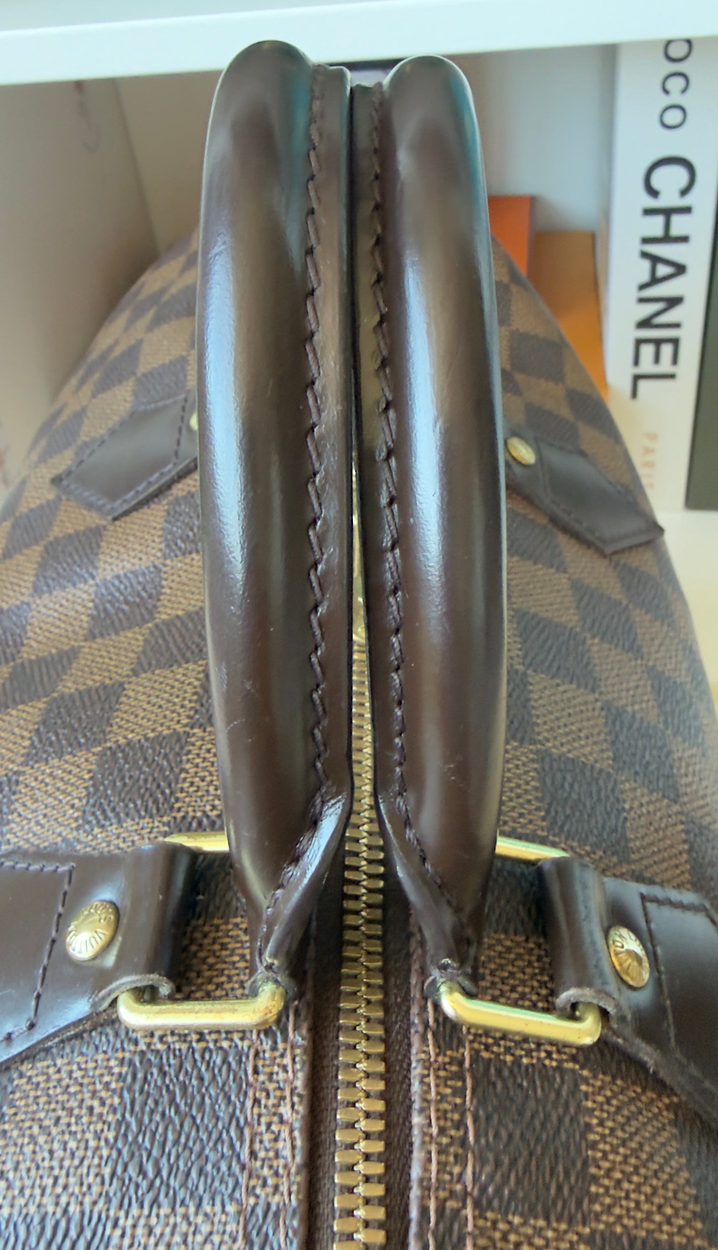 SPEEDY 35 BANDOULIER DAMIER EBENE BAG