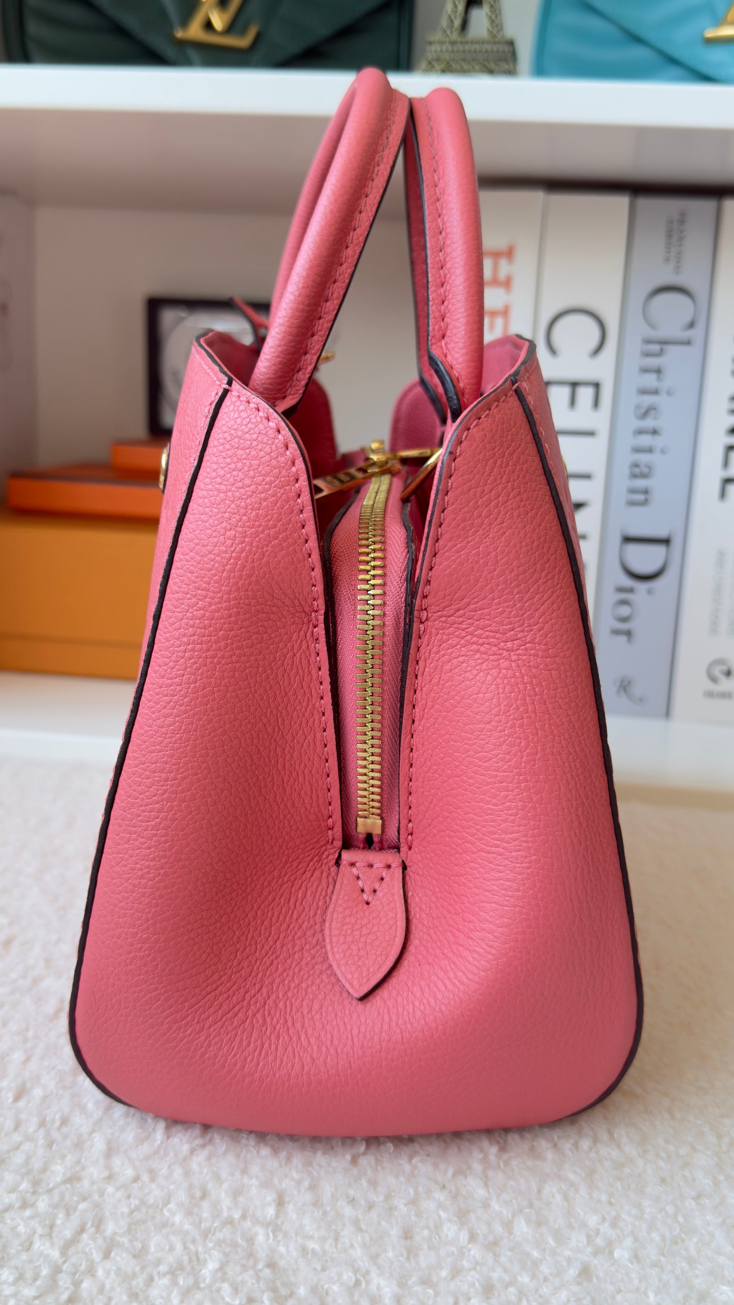 MONTAIGNE BB PINK CHERRY BLOSSOM MNG EMBOSSED CALFSKIN LEATHER