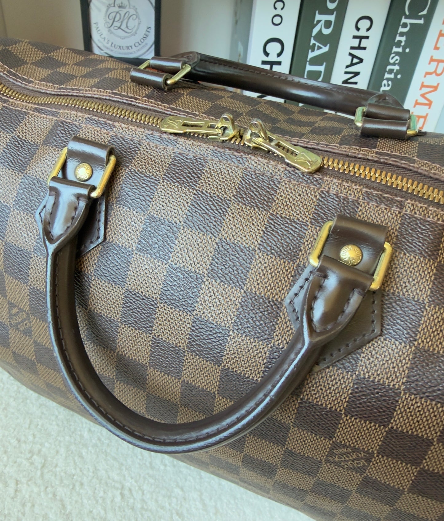 SPEEDY 35 BANDOULIER DAMIER EBENE BAG