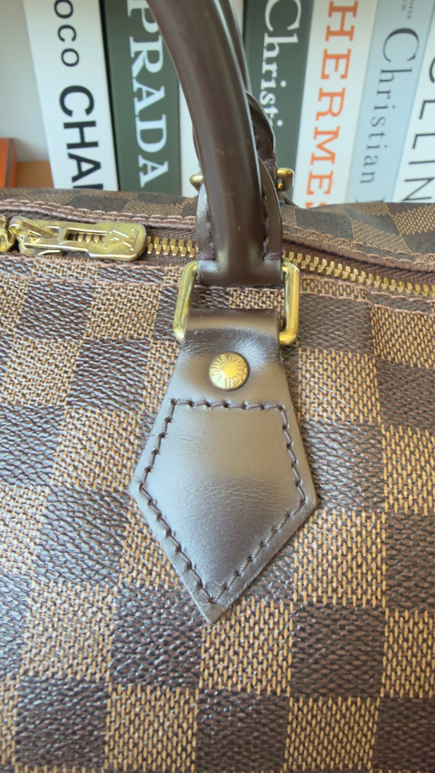 SPEEDY 35 BANDOULIER DAMIER EBENE BAG