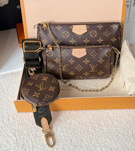 LIKE NEW MULTI POCHETTE ACCESSORIES KHAKI MONOGRAM