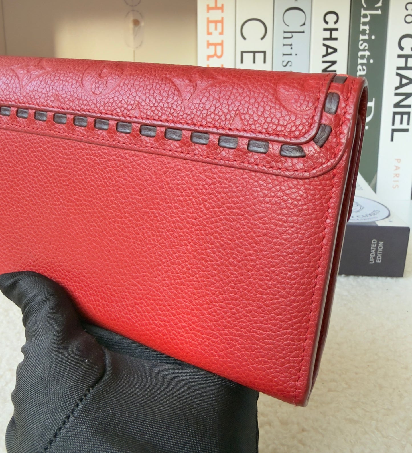 JUNOT BRAIDED RED EMPREINTE SARAH WALLET