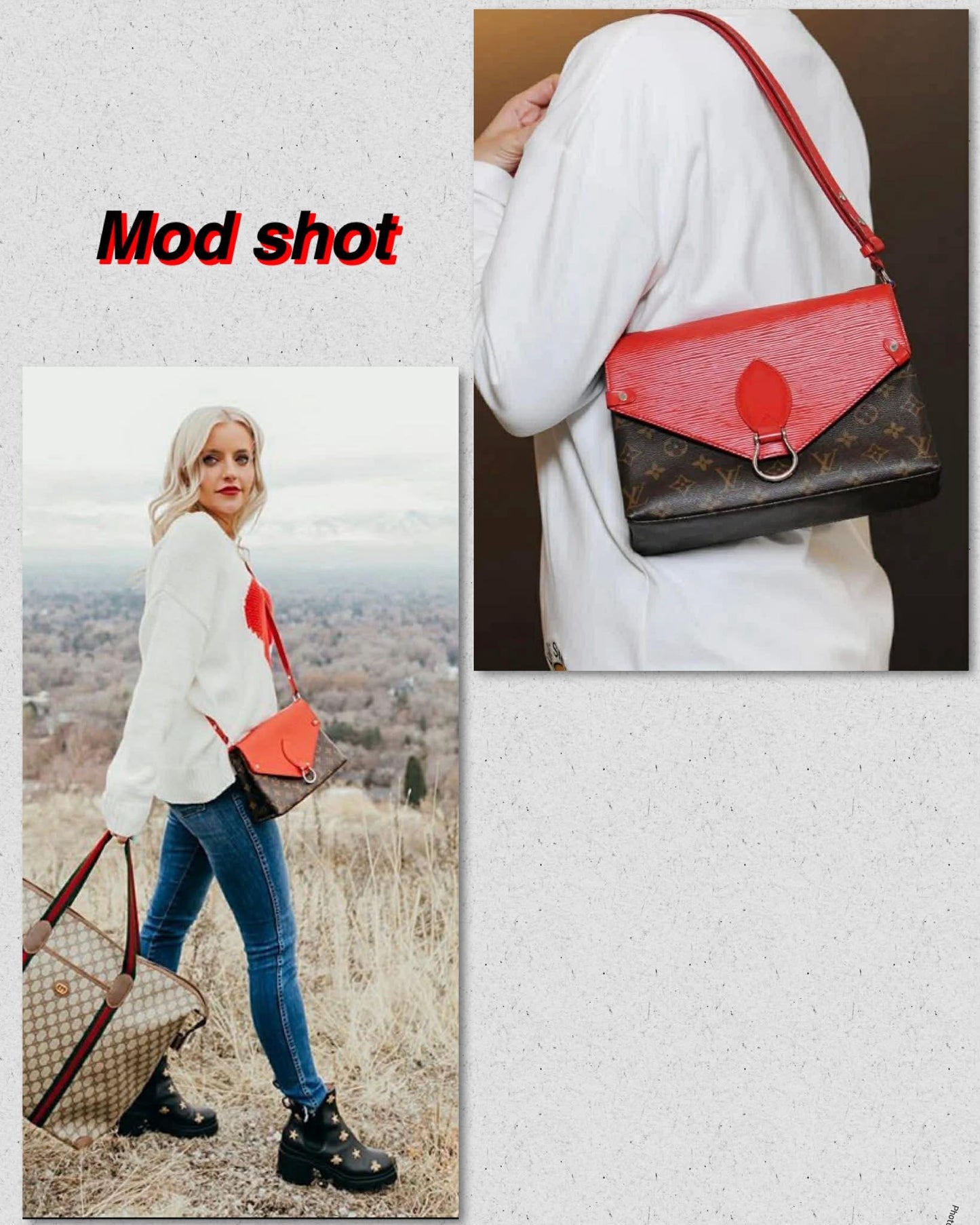 ST’MICHEL COQUELICOT RED EPI LEATHER MNG CANVAS BAG