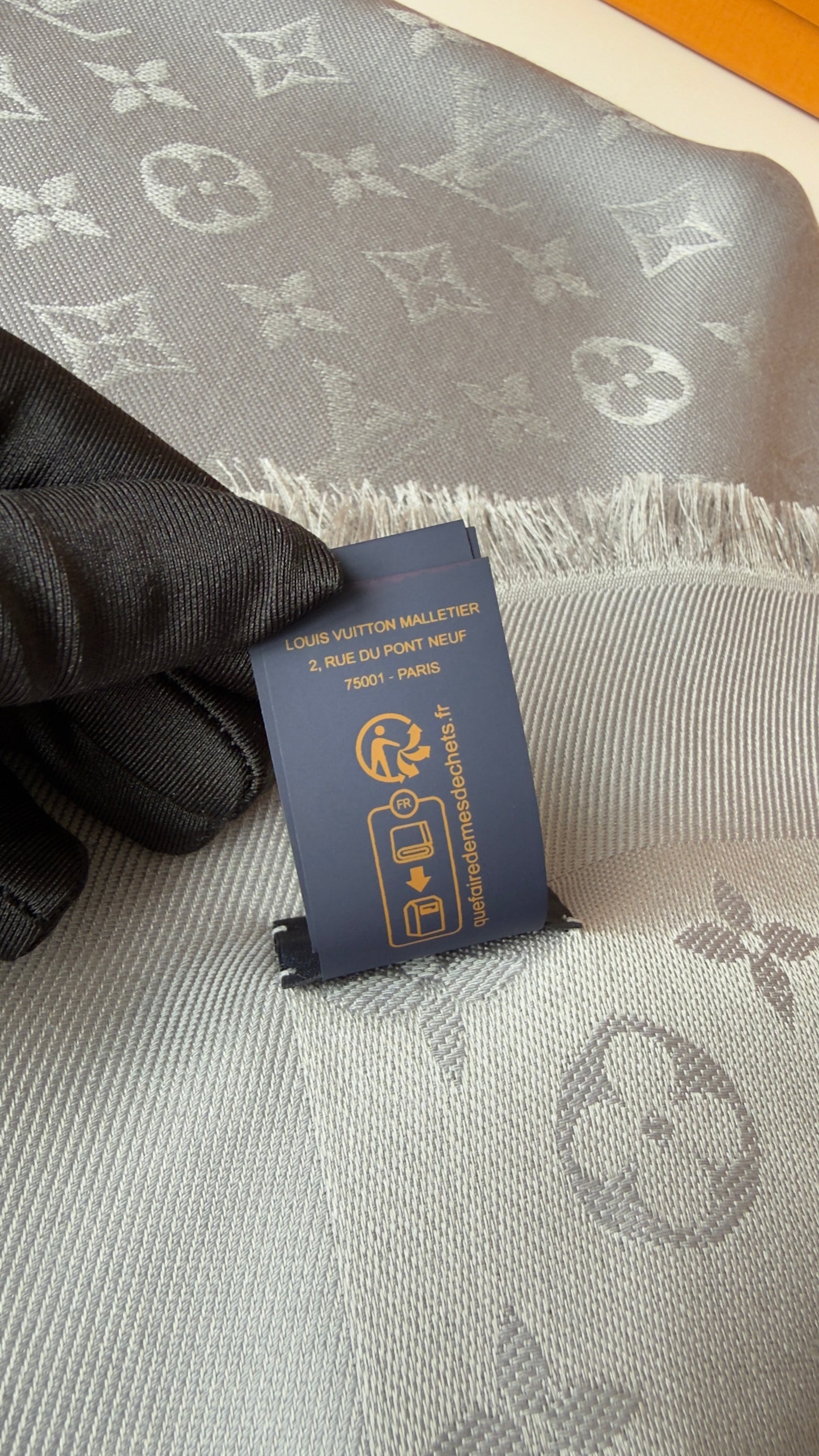 BRAND NEW MONOGRAM SHAWL SHINE/PEARL GREY
