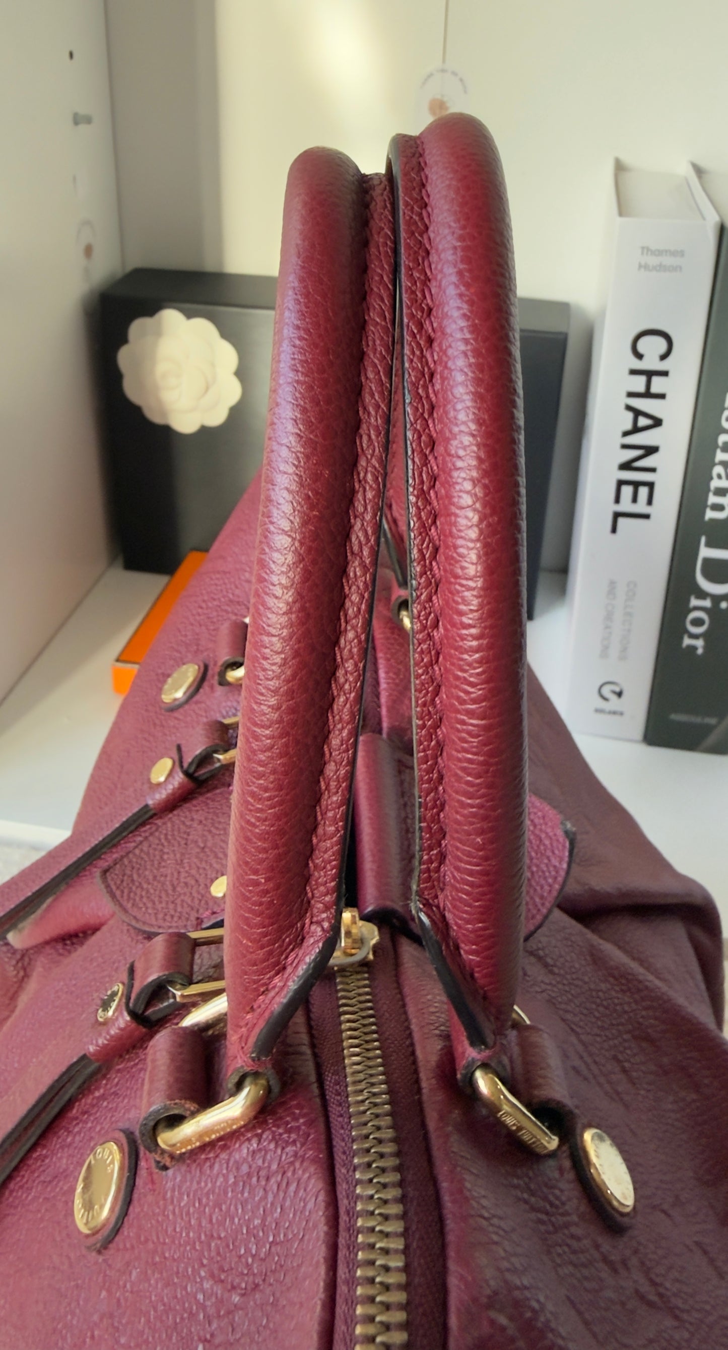 MAZARINE MM RED/BURGUNDY EMPREINTE HAND & SHOULDER BAG