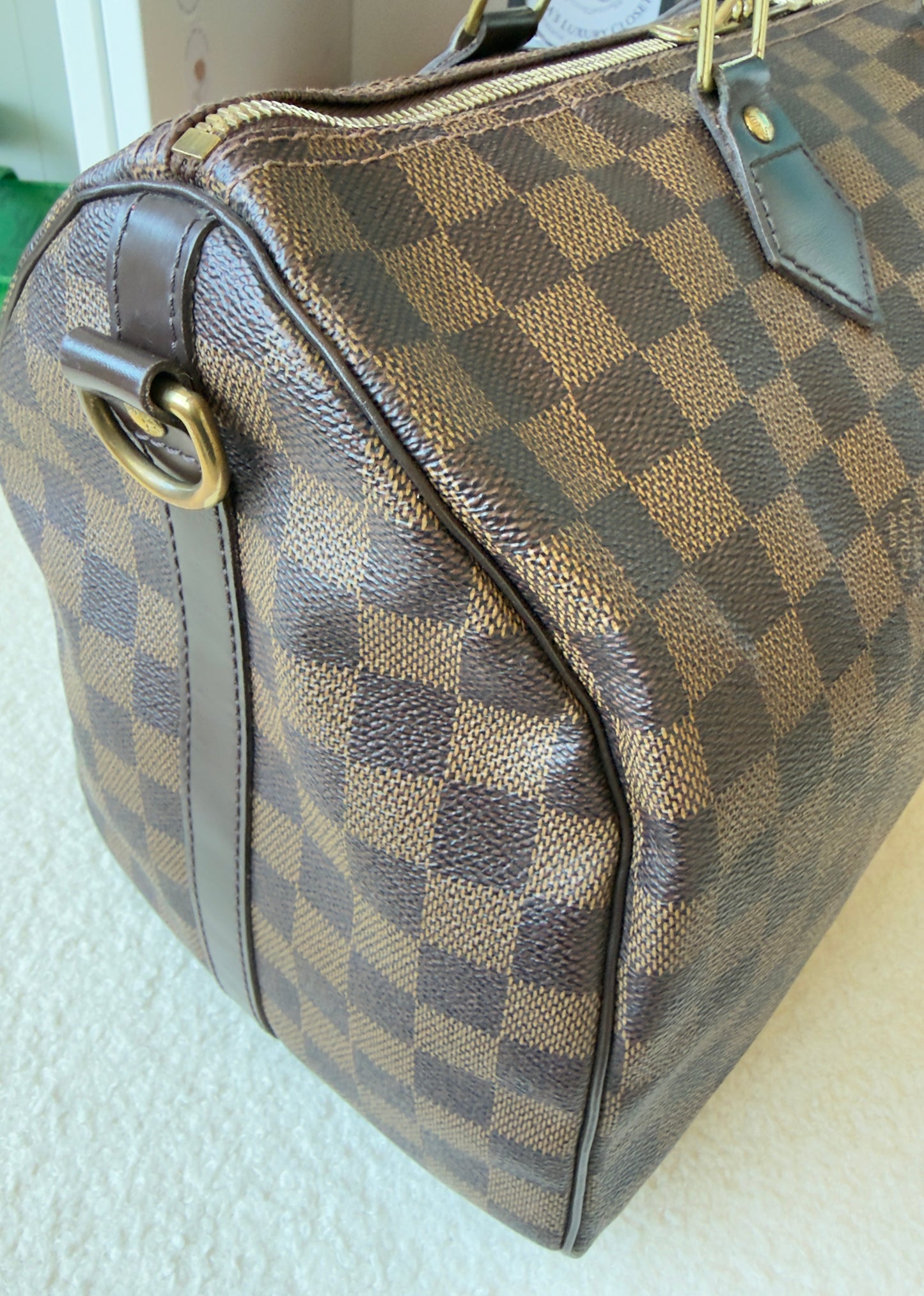 SPEEDY 35 BANDOULIER DAMIER EBENE BAG