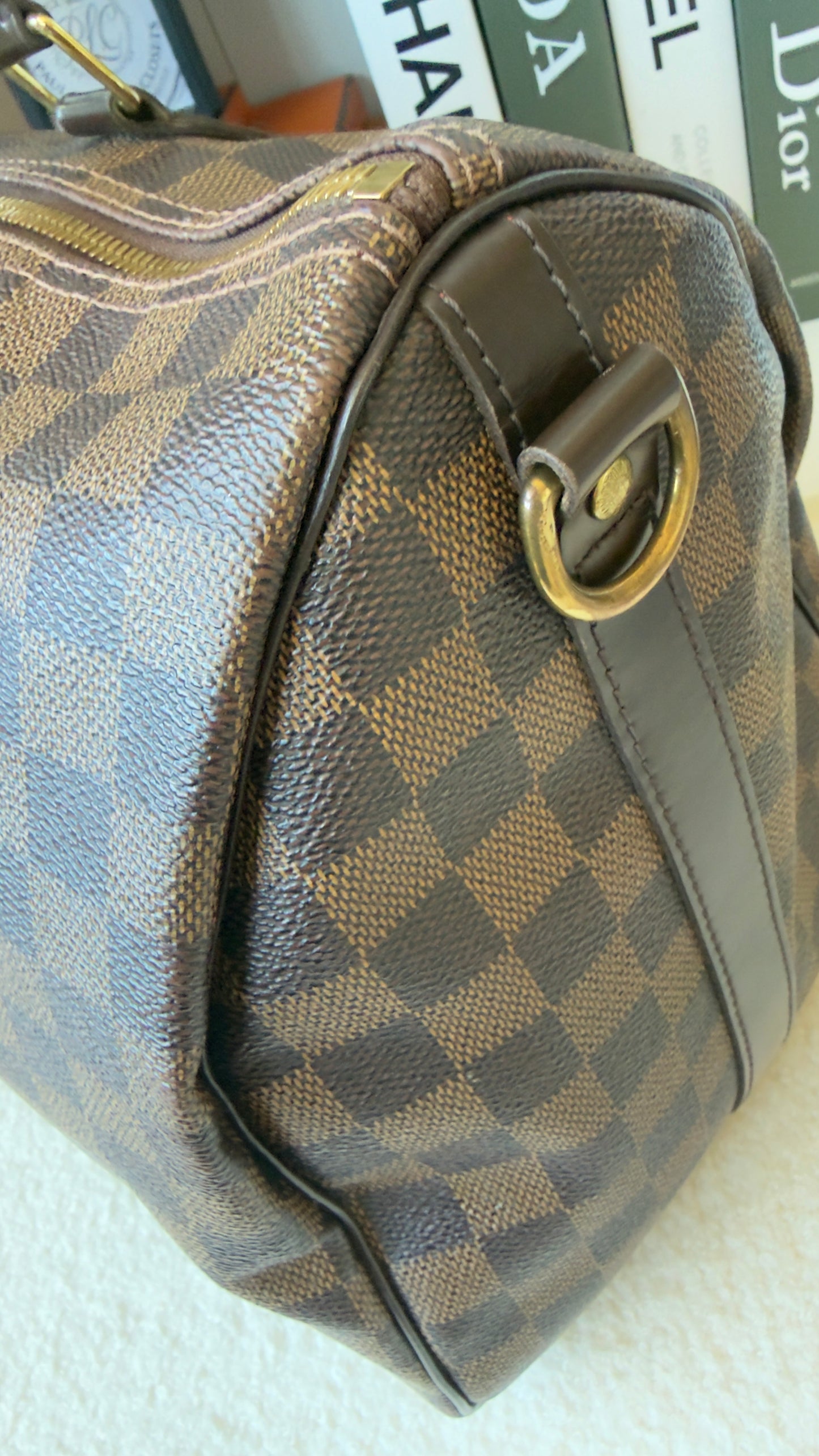 SPEEDY 35 BANDOULIER DAMIER EBENE BAG