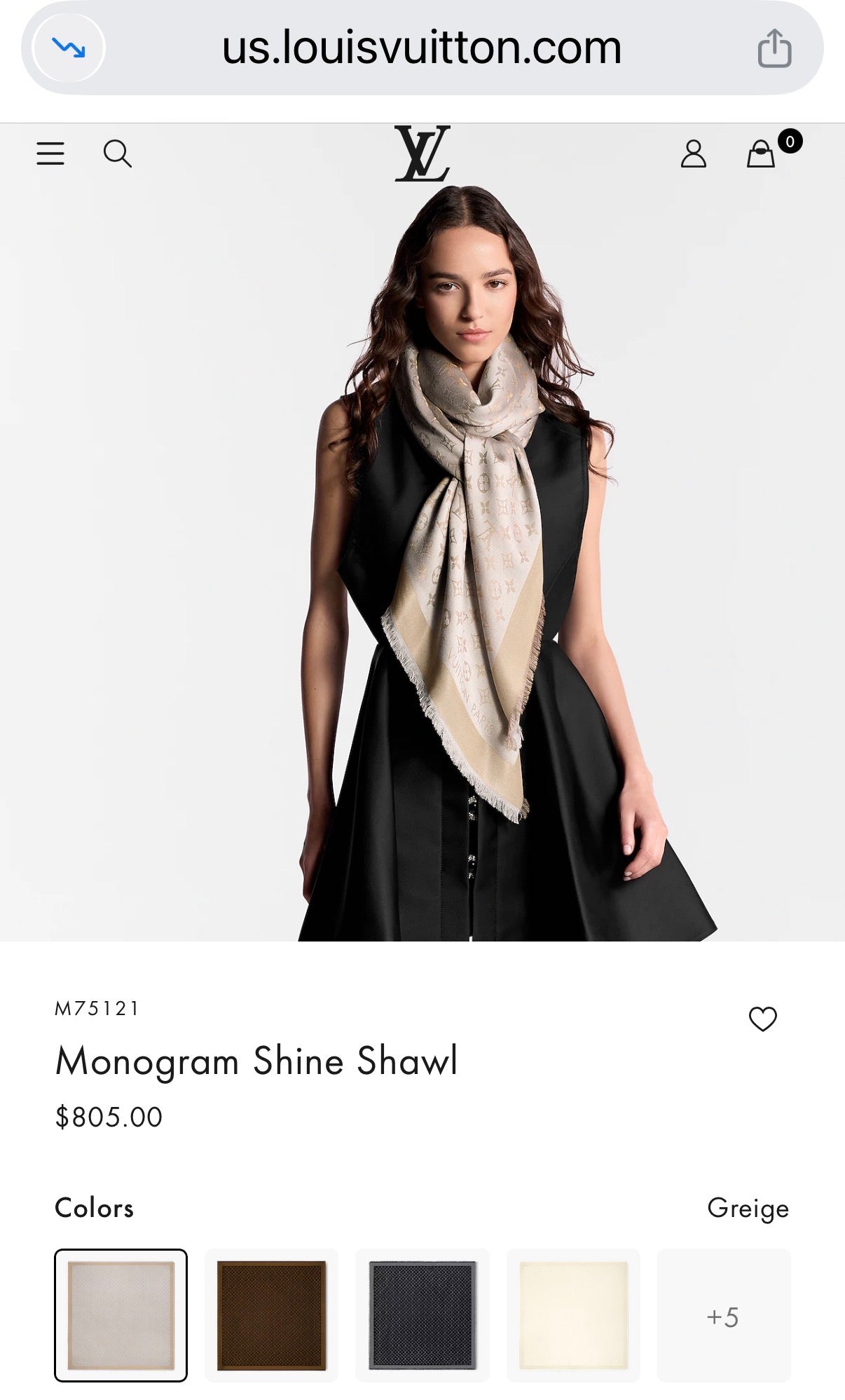 BRAND NEW MONOGRAM SHAWL SHINE/GREIGE