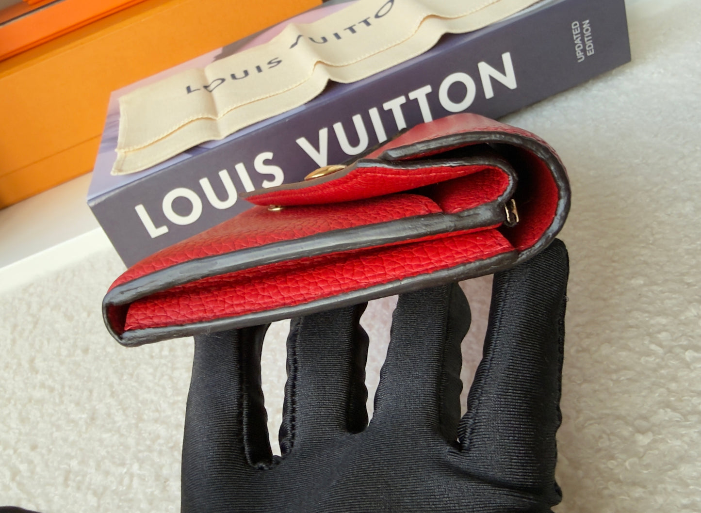 DOUBLE V RED/RUBIS CALFSKIN WALLET