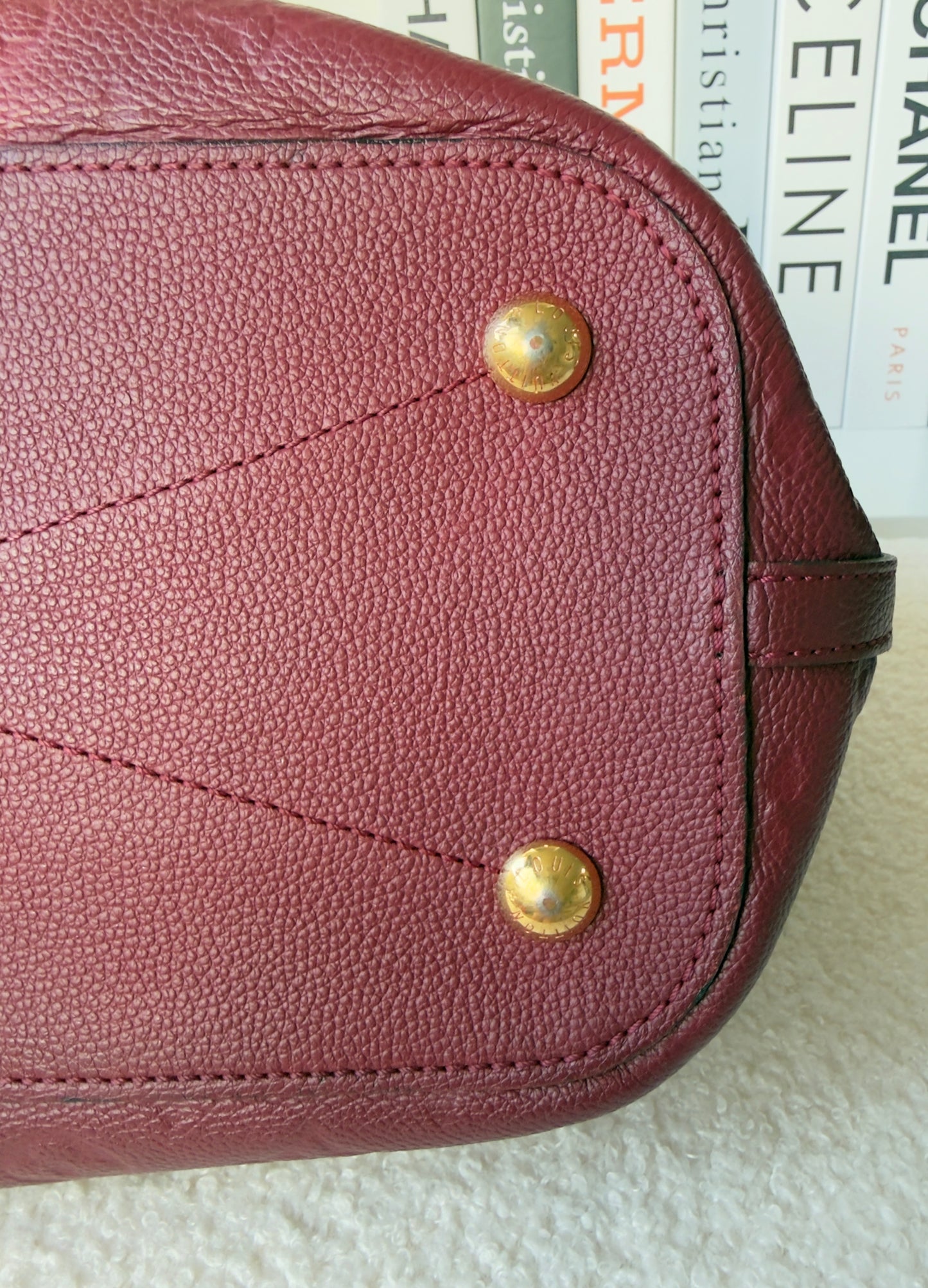 MAZARINE MM RED/BURGUNDY EMPREINTE HAND & SHOULDER BAG