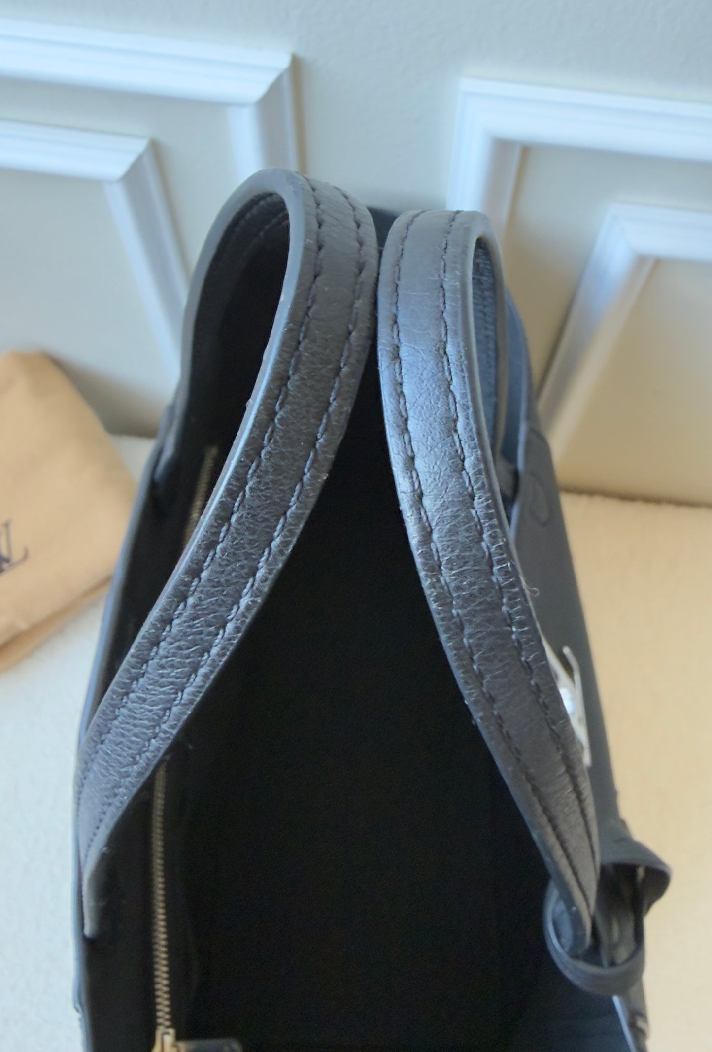 CALFSKIN LOCKME CABAS BLACK LEATHER TOTE BAG