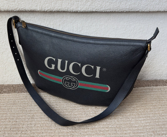GUCCI PRINT HALF MOON HOBO BAG (Unisex)