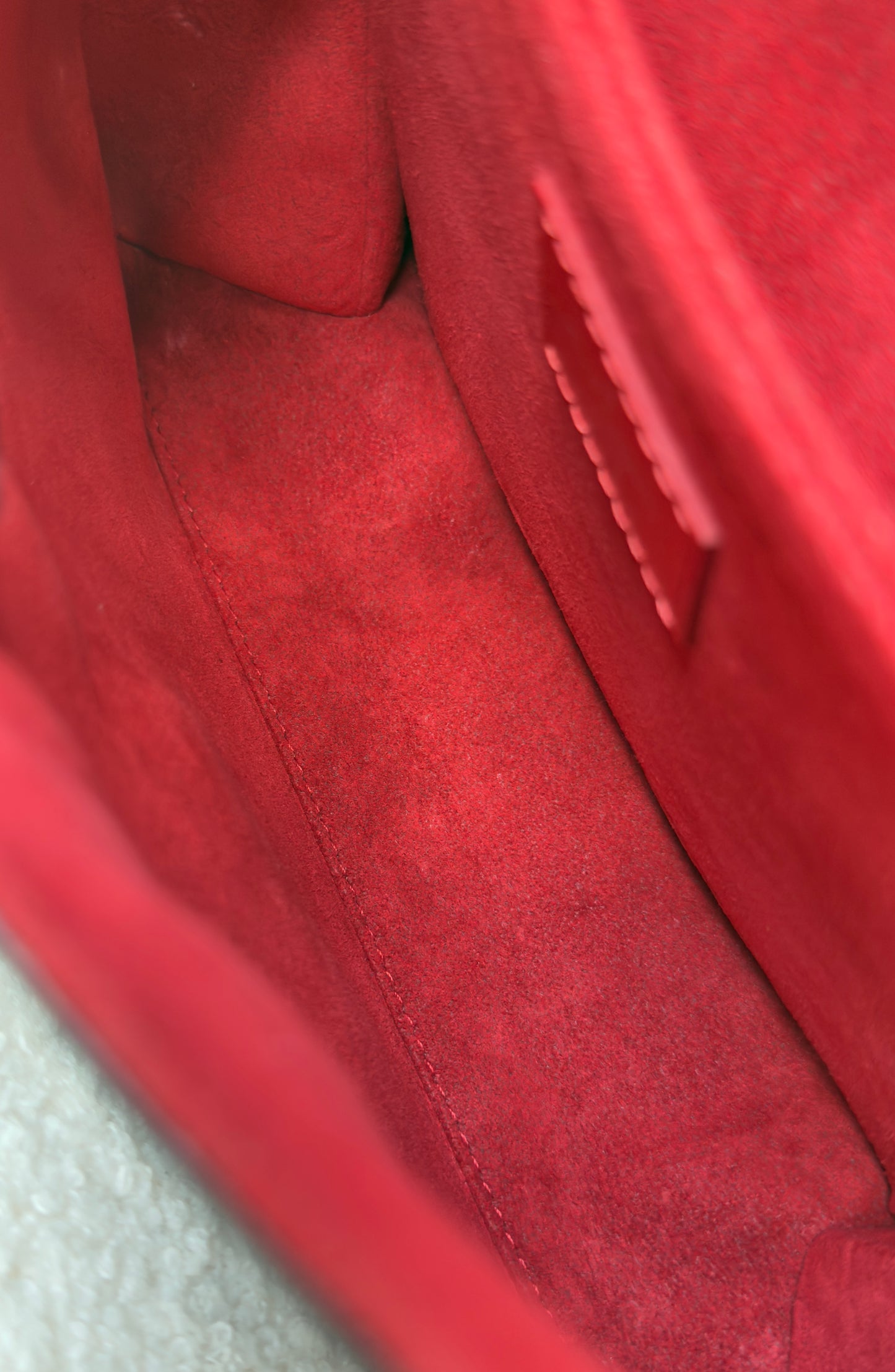 ST’MICHEL COQUELICOT RED EPI LEATHER MNG CANVAS BAG
