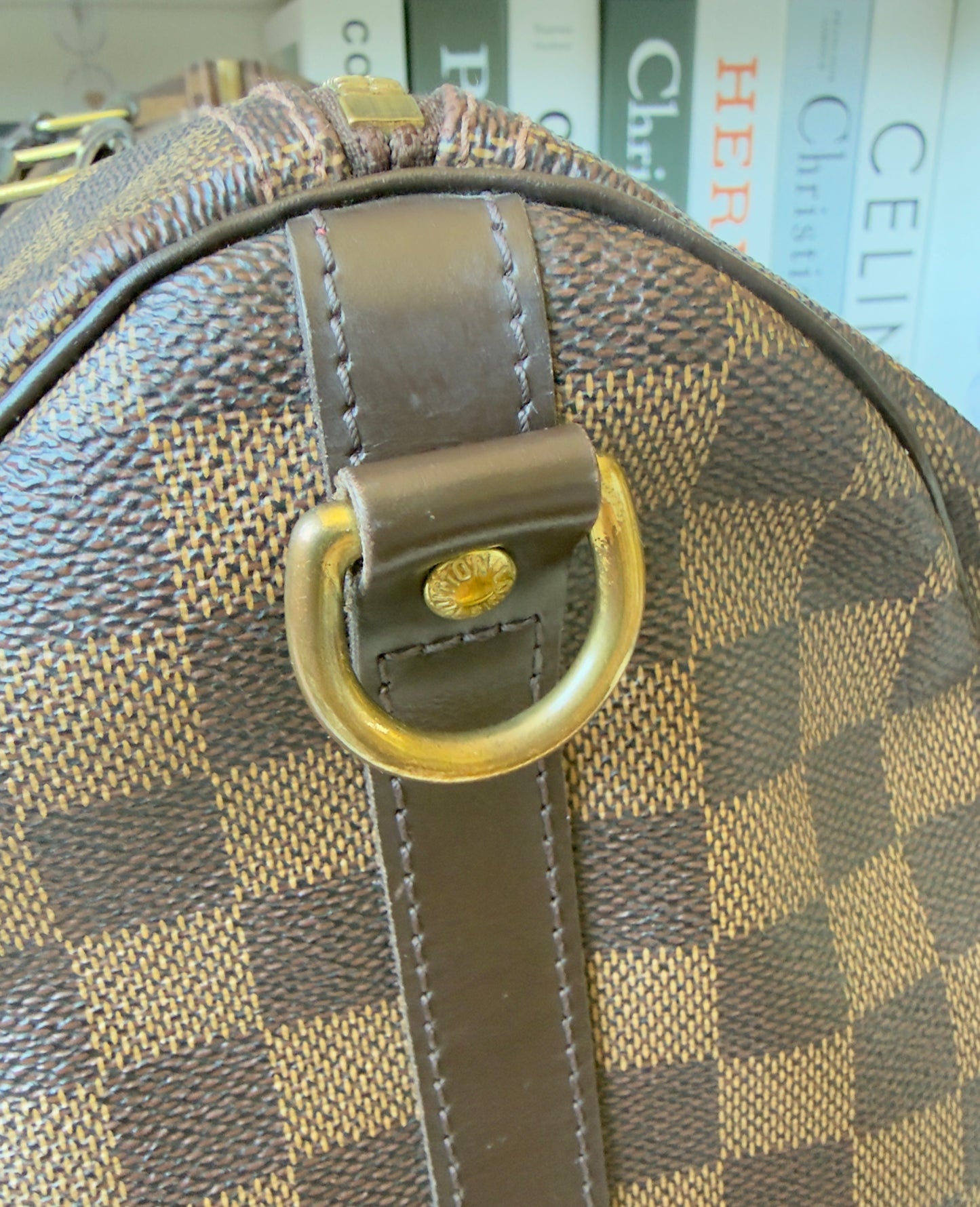 SPEEDY 35 BANDOULIER DAMIER EBENE BAG
