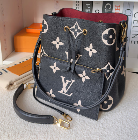NEONOE MM BLACK/BEIGE EMPREINTE BAG